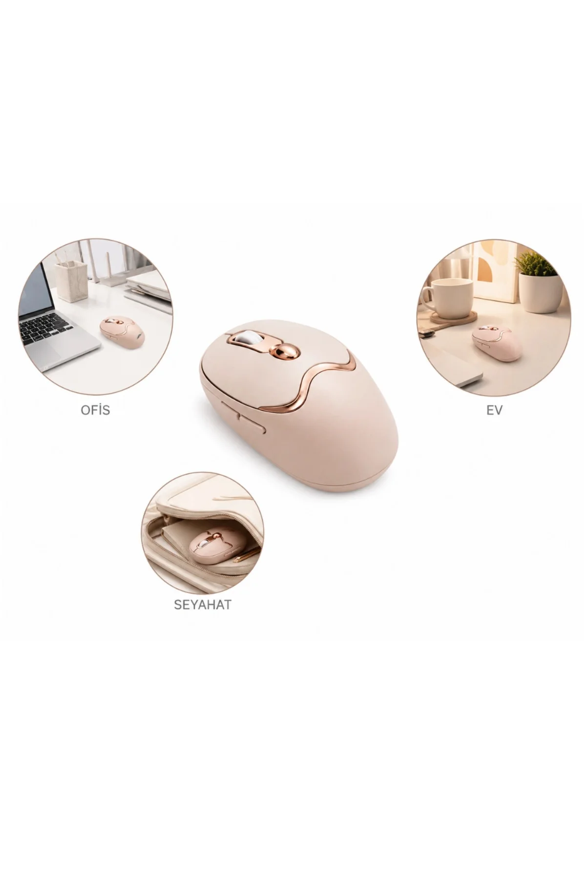 Bluetooth 2.4G Destekli Sessiz Kablosuz Mouse Şarjlı Tasarım