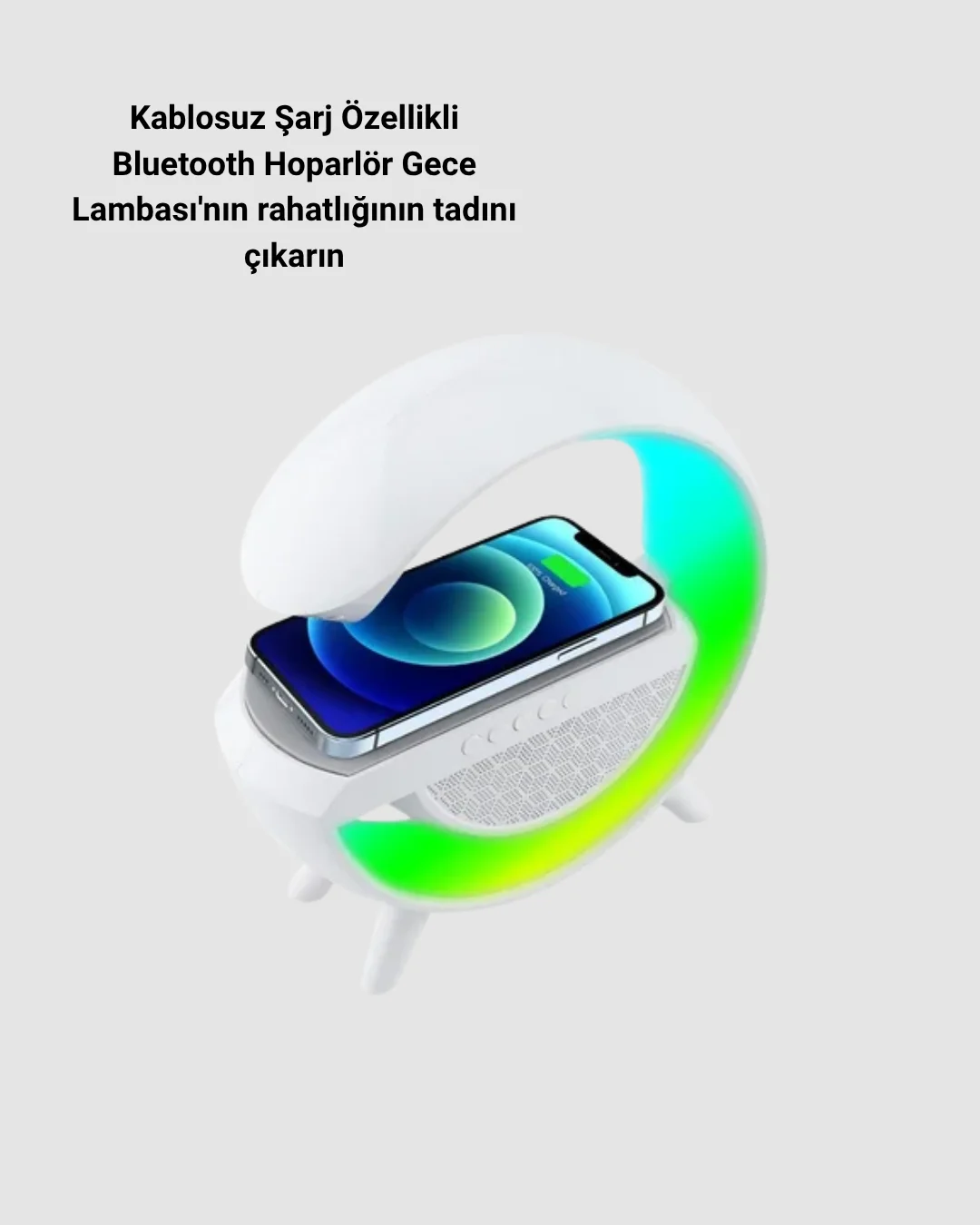 Bluetooth 5.0 Hoparlör – Kablosuz Şarj, RGB Gece Lambası ve FM Radyo