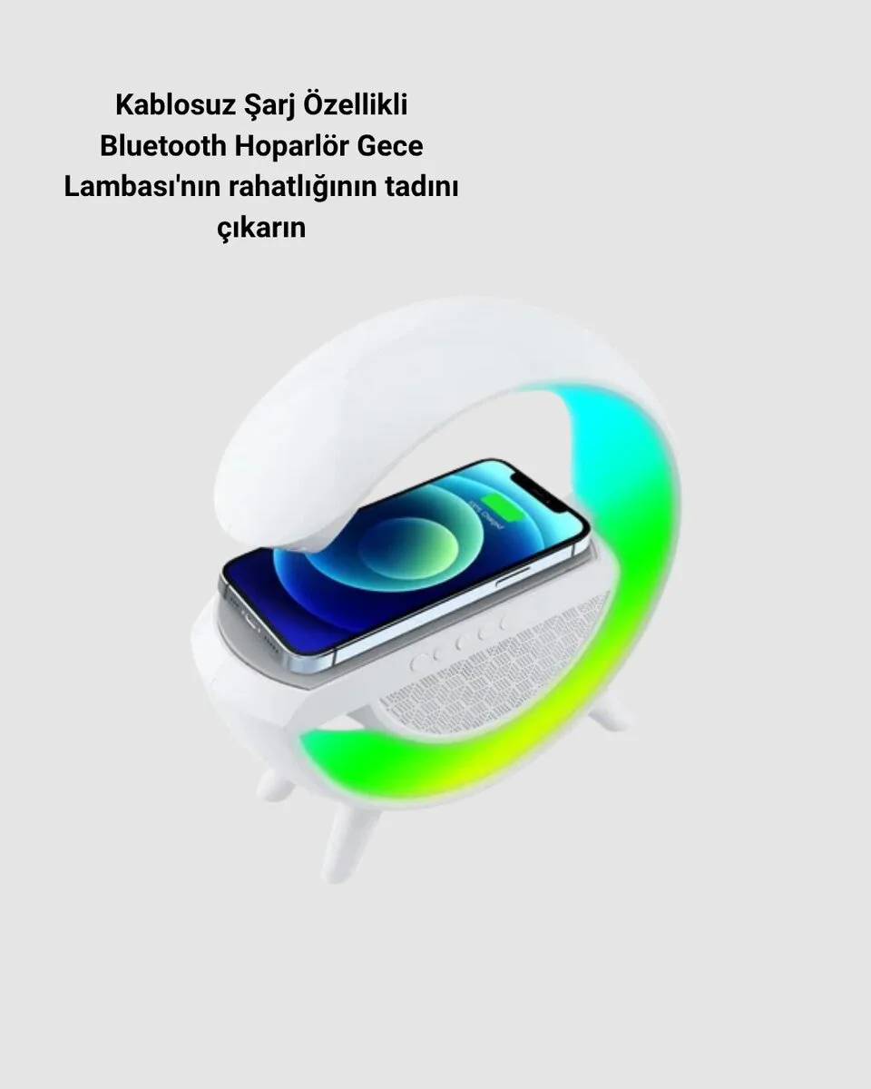 Bluetooth 5.0 Hoparlör – Kablosuz Şarj RGB Gece Lambası ve FM Radyo ile Müzik Keyfini Yükseltin