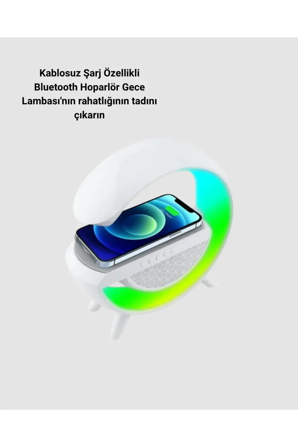 Bluetooth 5.0 Hoparlör – Kablosuz Şarj, RGB Gece Lambası ve FM Ra