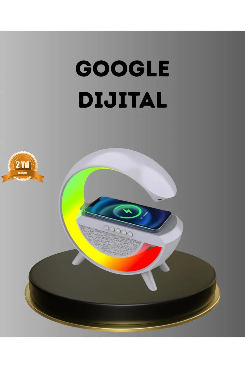 Bluetooth 5.0 Hoparlör – Kablosuz Şarj, RGB Gece Lambası ve FM Ra