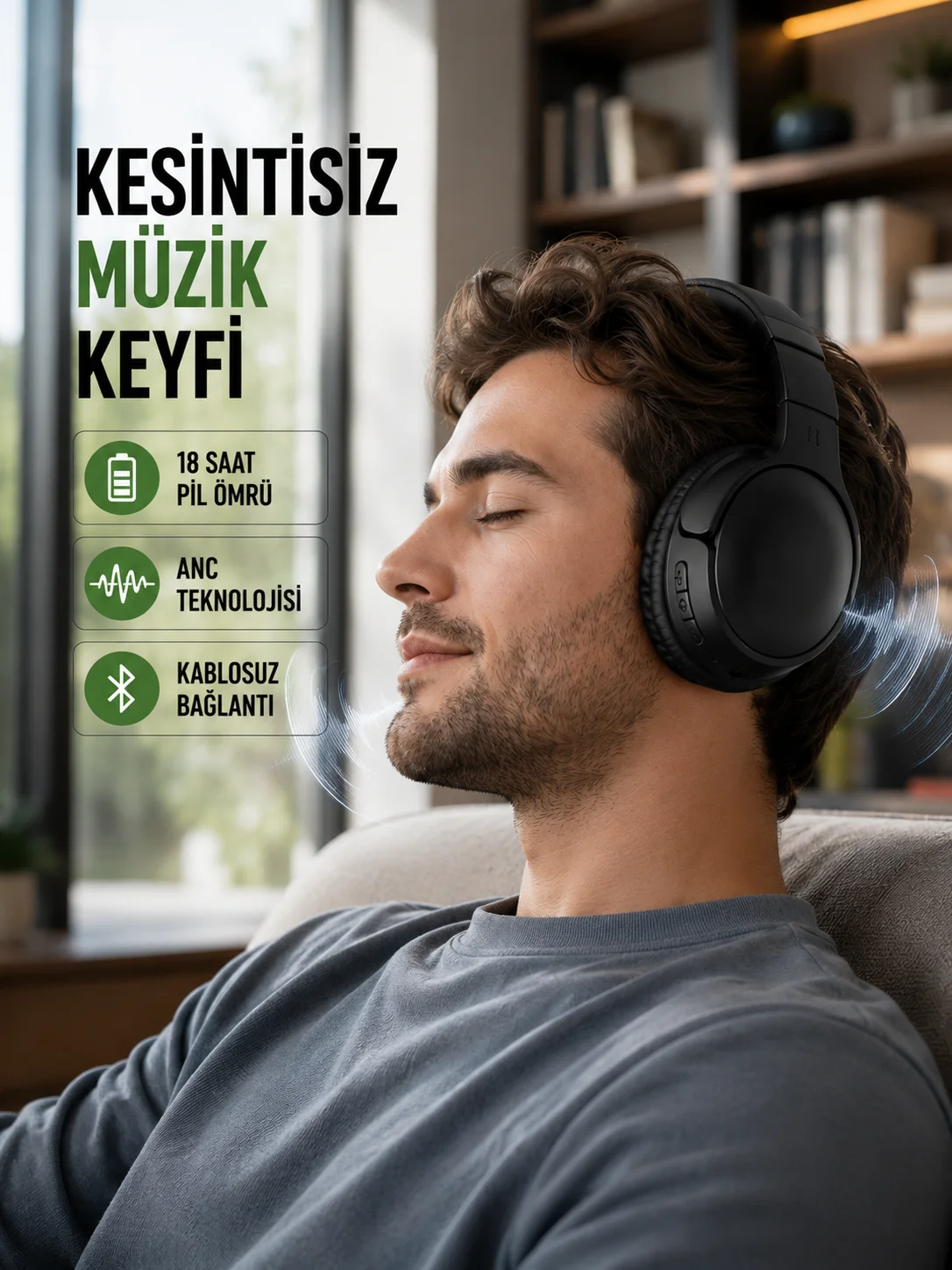 Bluetooth 5.0 Kablosuz Kulaklık-Geniş Alan Kullanım