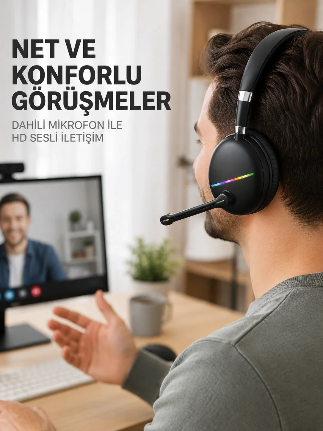 Bluetooth 5.0 Kablosuz Kulak Üstü Kulaklık Mikrofonlu RGB Aydınlatmalı Bluetooth 5.0 Kablosuz Kulak Üstü Kulaklık Mikrofonlu RGB Aydınlatmalı