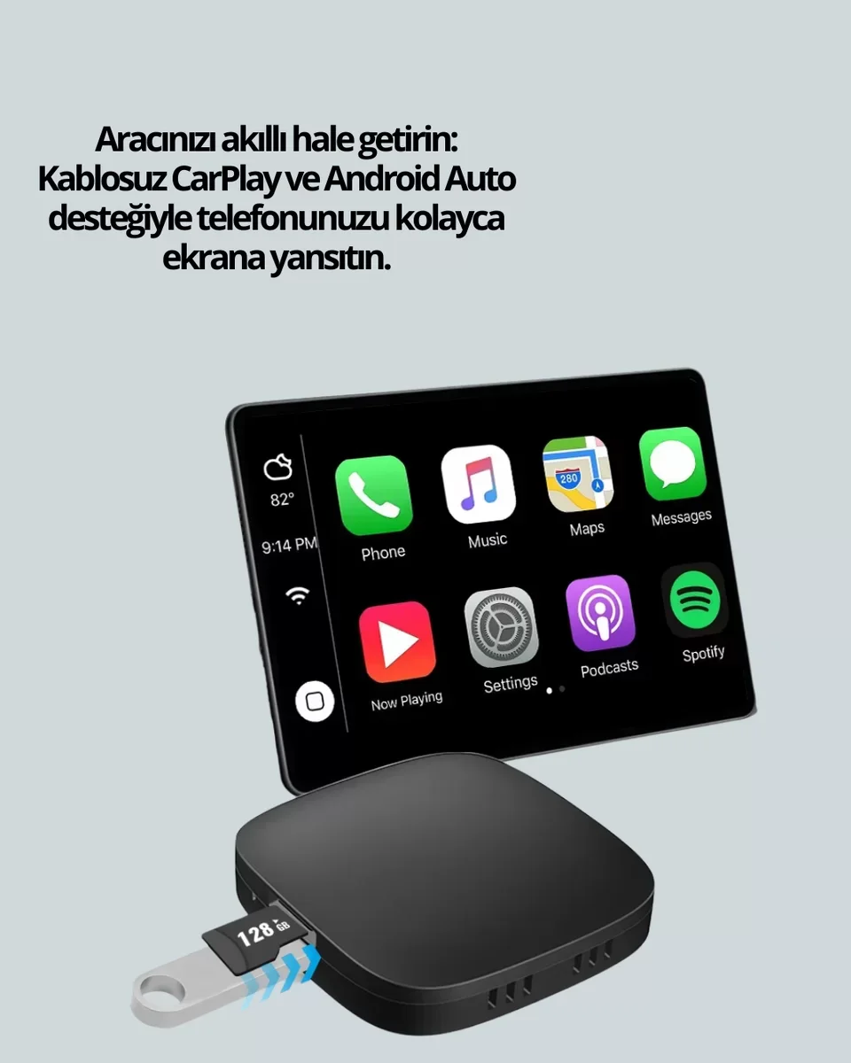 Bluetooth 5.0 Kablosuz Android Auto Araç İçi Adaptör - Sürüş Deneyiminizi Yükseltin