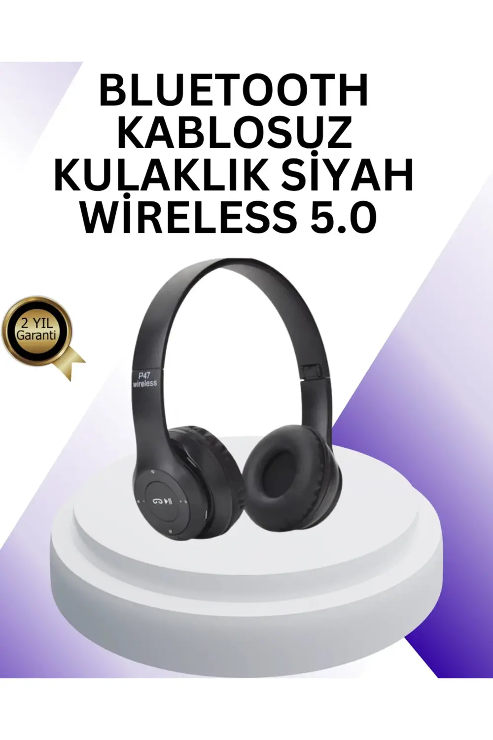 Bluetooth 5.0 Kablosuz Kulak Üstü Kulaklık | Stereo Ses ve Katlan