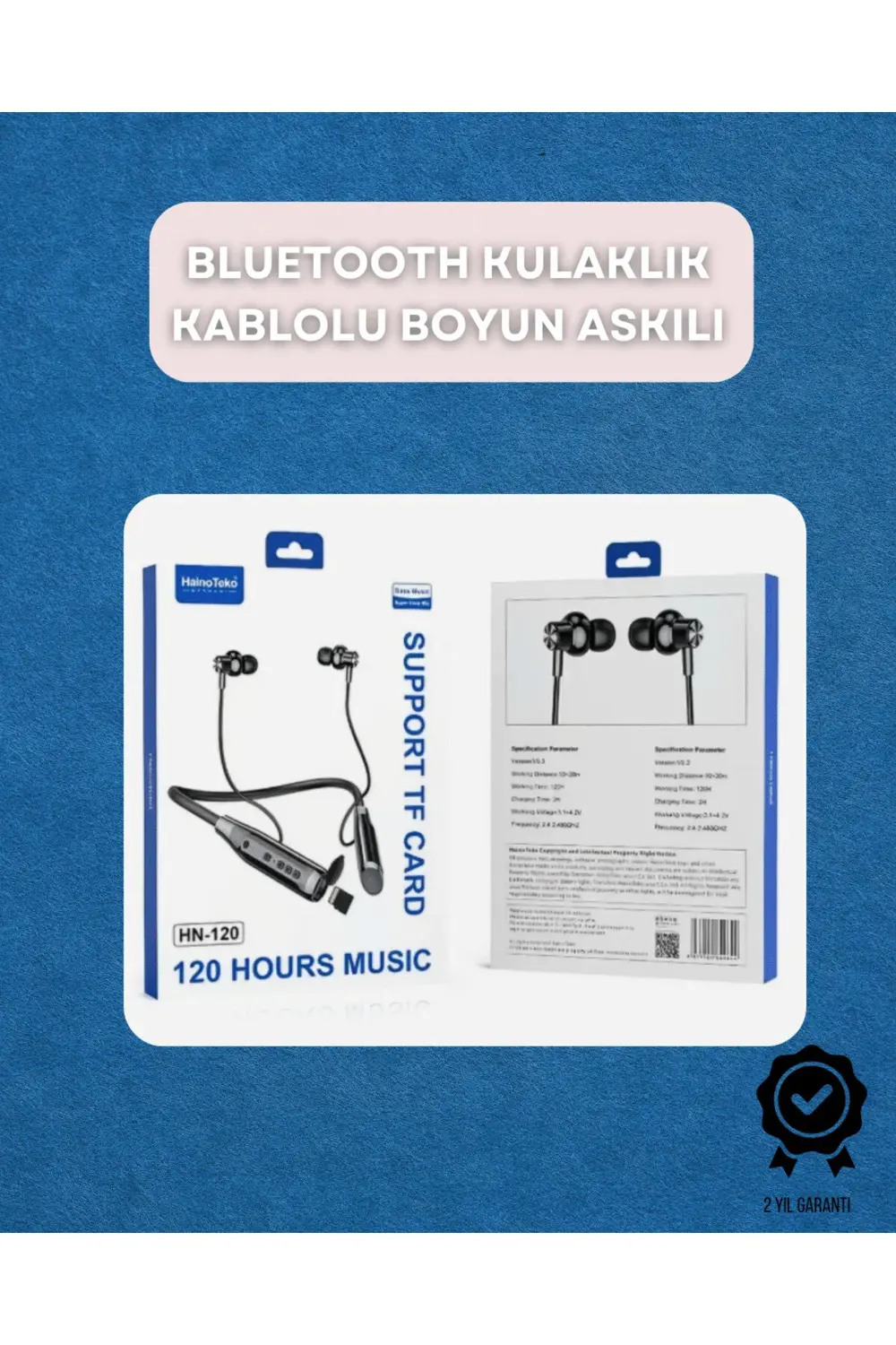 Bluetooth 5.0 Kablosuz Kulaklık – Uzun Pil Ömrü ve Ergonomik Tasa