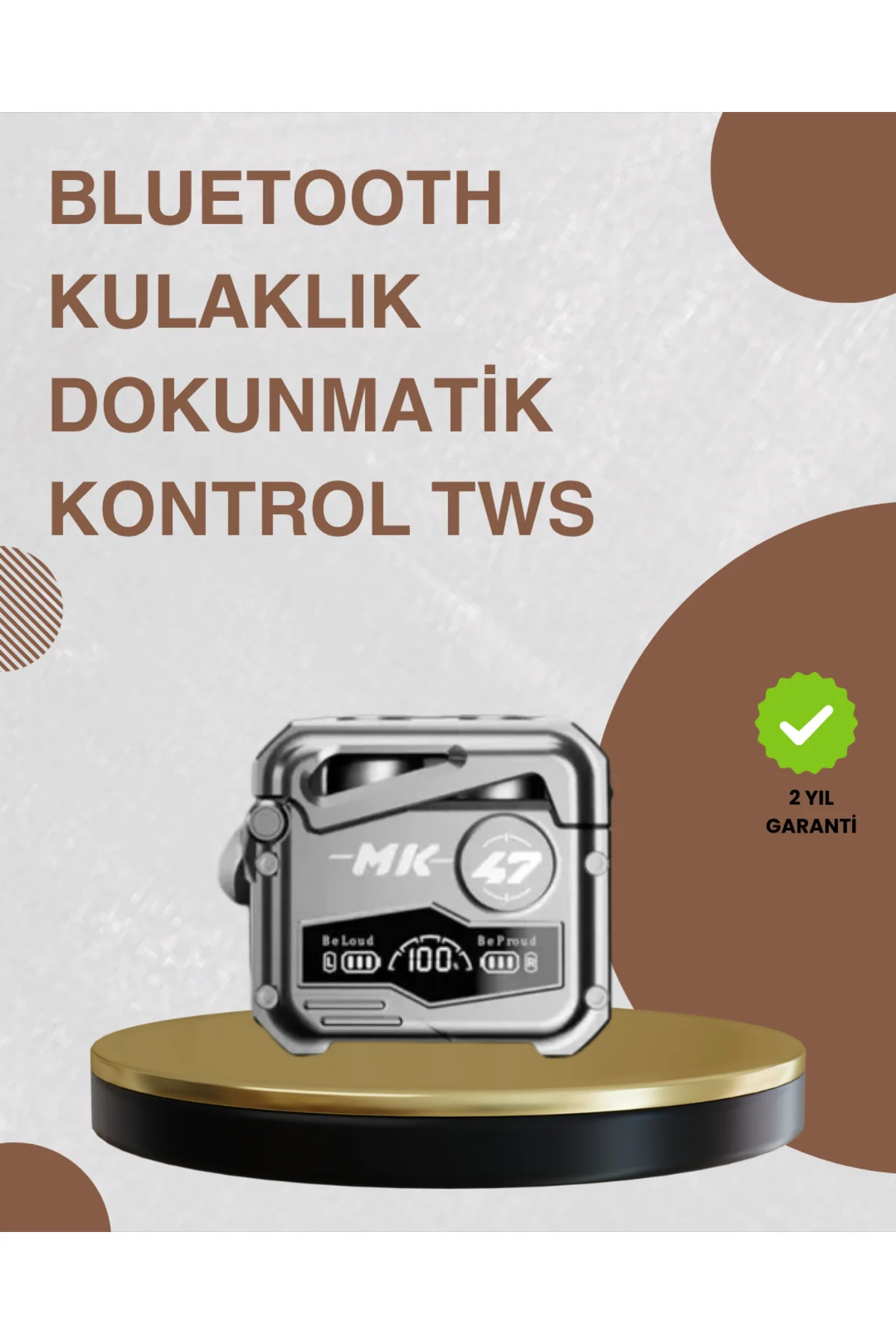 Bluetooth 5.0 Kulak İçi Kablosuz Kulaklık – Dokunmatik Kontrol, D