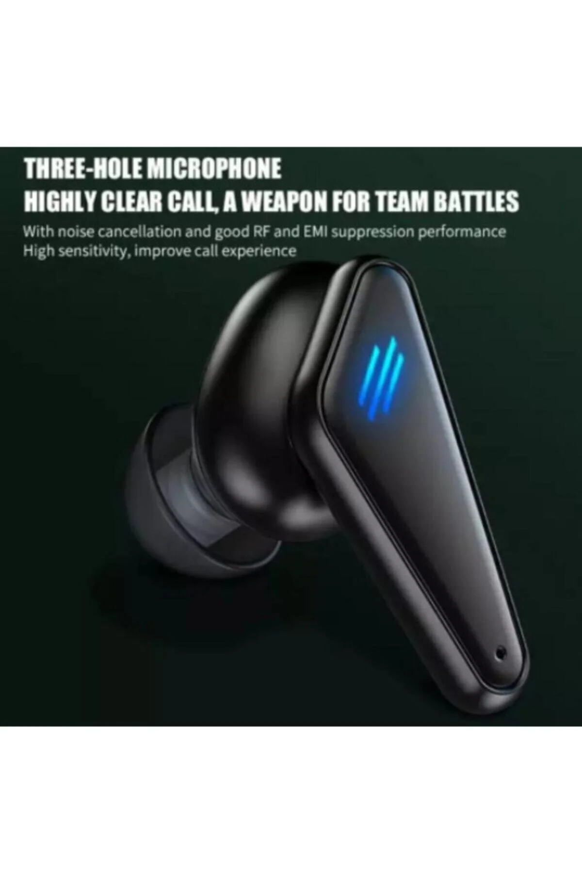 Bluetooth 5.0 Kulak İçi Oyuncu Kulaklığı, Mikrofon ve RGB Aydınlatmalı Siyah Tasarım