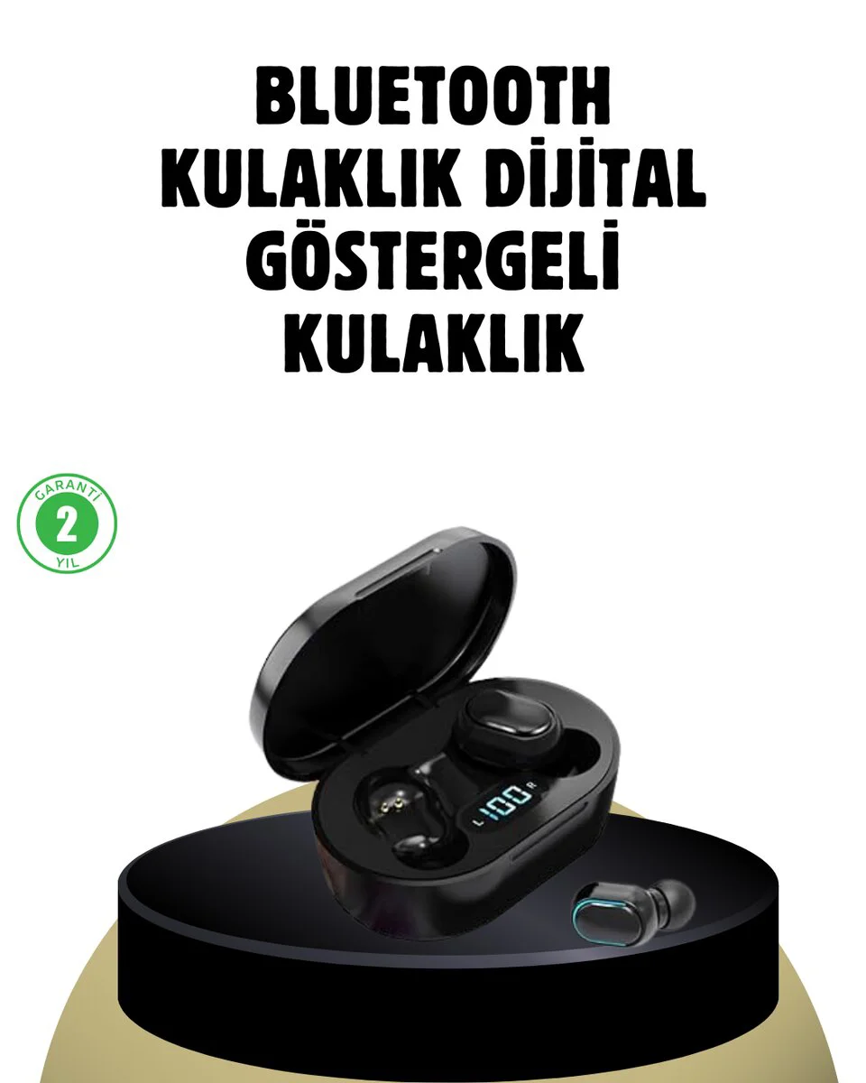 Bluetooth 5.0 Kulaklık - iOS ve Android Uyumlu, LED Şarj Kutulu, 24 Saat Pil Ömrü
