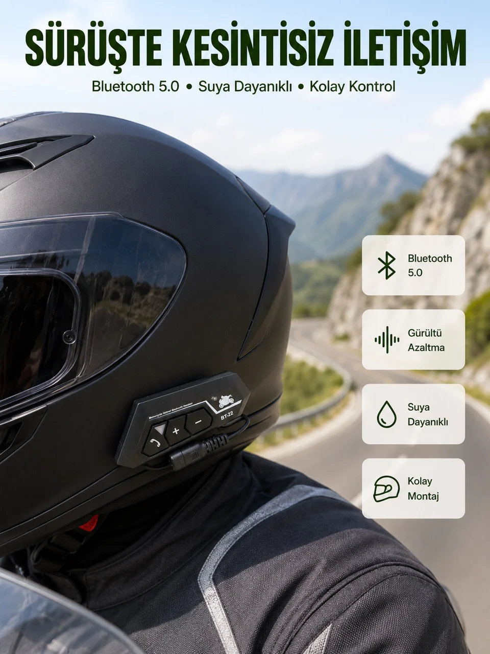 Bluetooth 5.0 Motosiklet Kask Kulaklık Eller Serbest Ve Müzik Özellikli Yeni Nesil - Lisinya