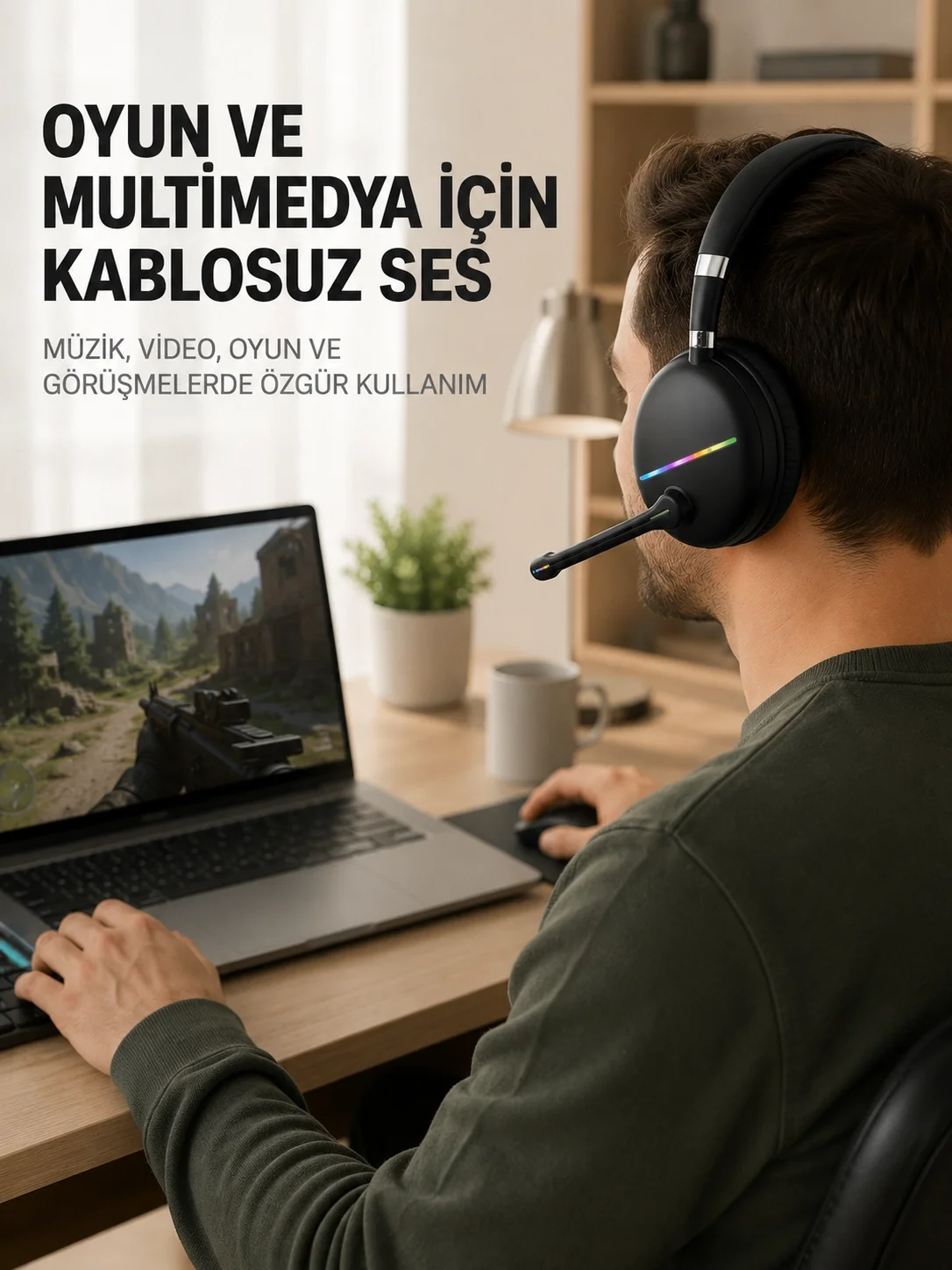 Bluetooth 5.0 RGB Işıklı Mikrofonlu Kablosuz Kulak Üstü Kulaklık Fiyatı, Yorumları ve Özellikleri