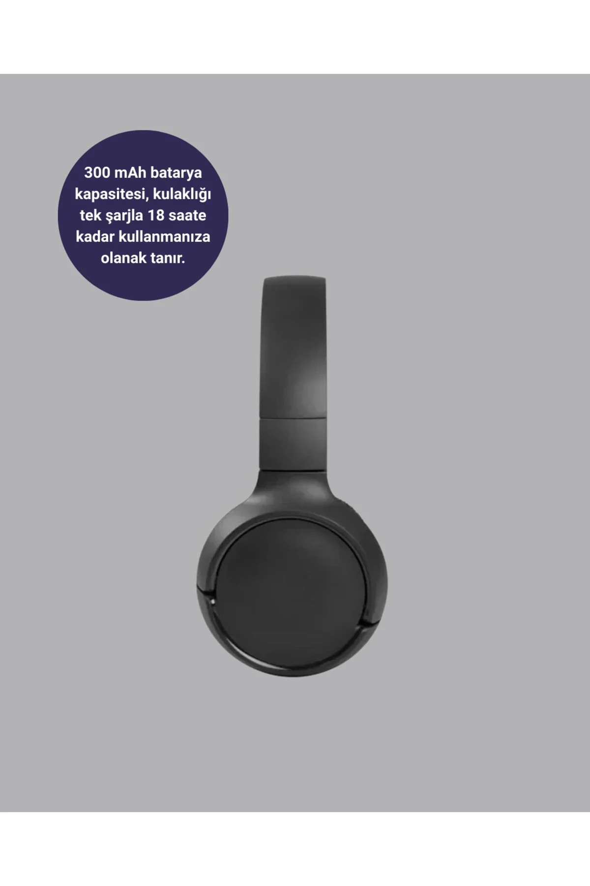 Bluetooth 5.0 Siyah Kablosuz Kulaklık 18 Saat Batarya Katlanabilir Tasarım
