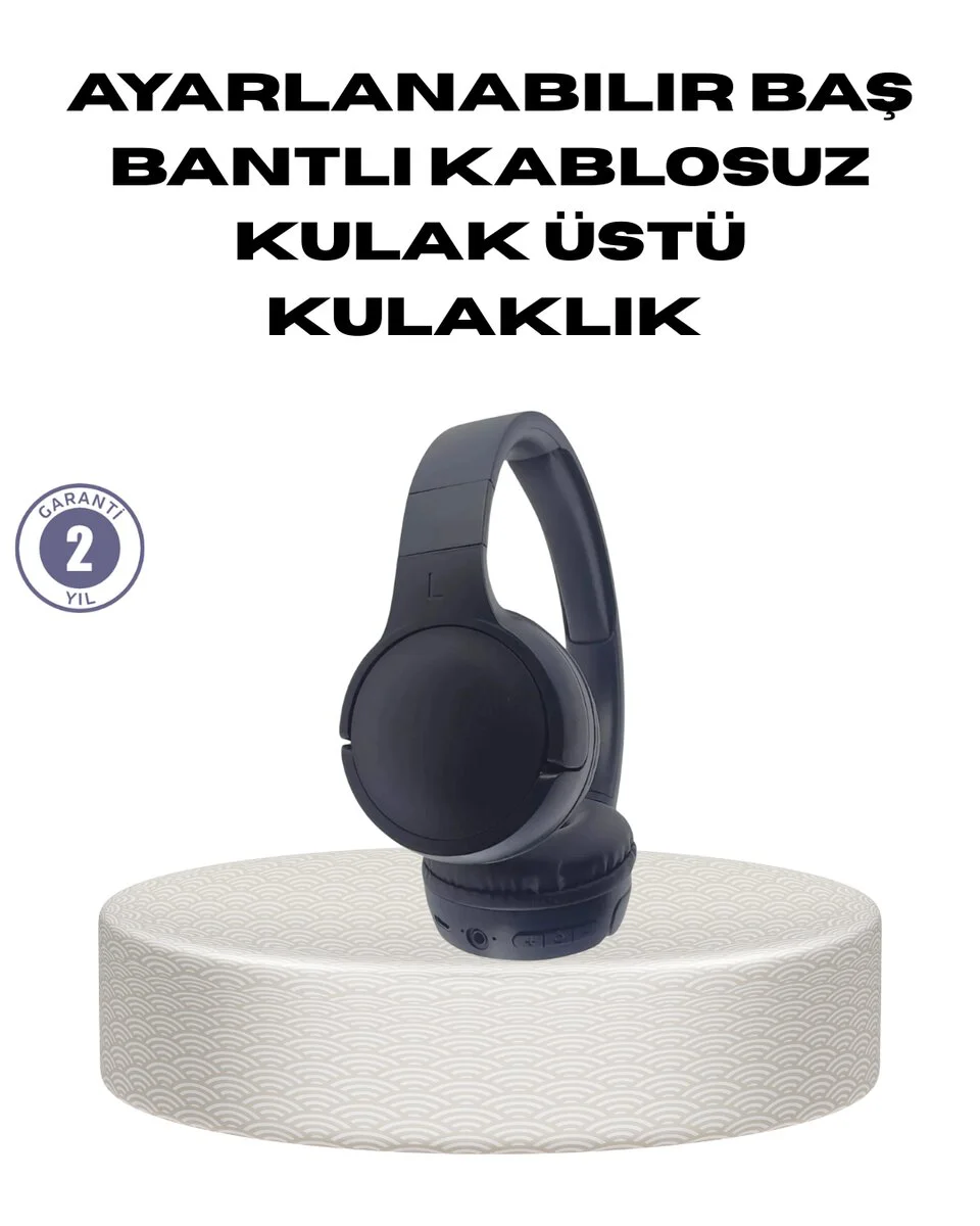 Bluetooth 5.0 Siyah Kablosuz Kulaklık - 18 Saat Pil Ömrü, Katlanabilir Tasarım ve Yüksek Ses Kalitesi