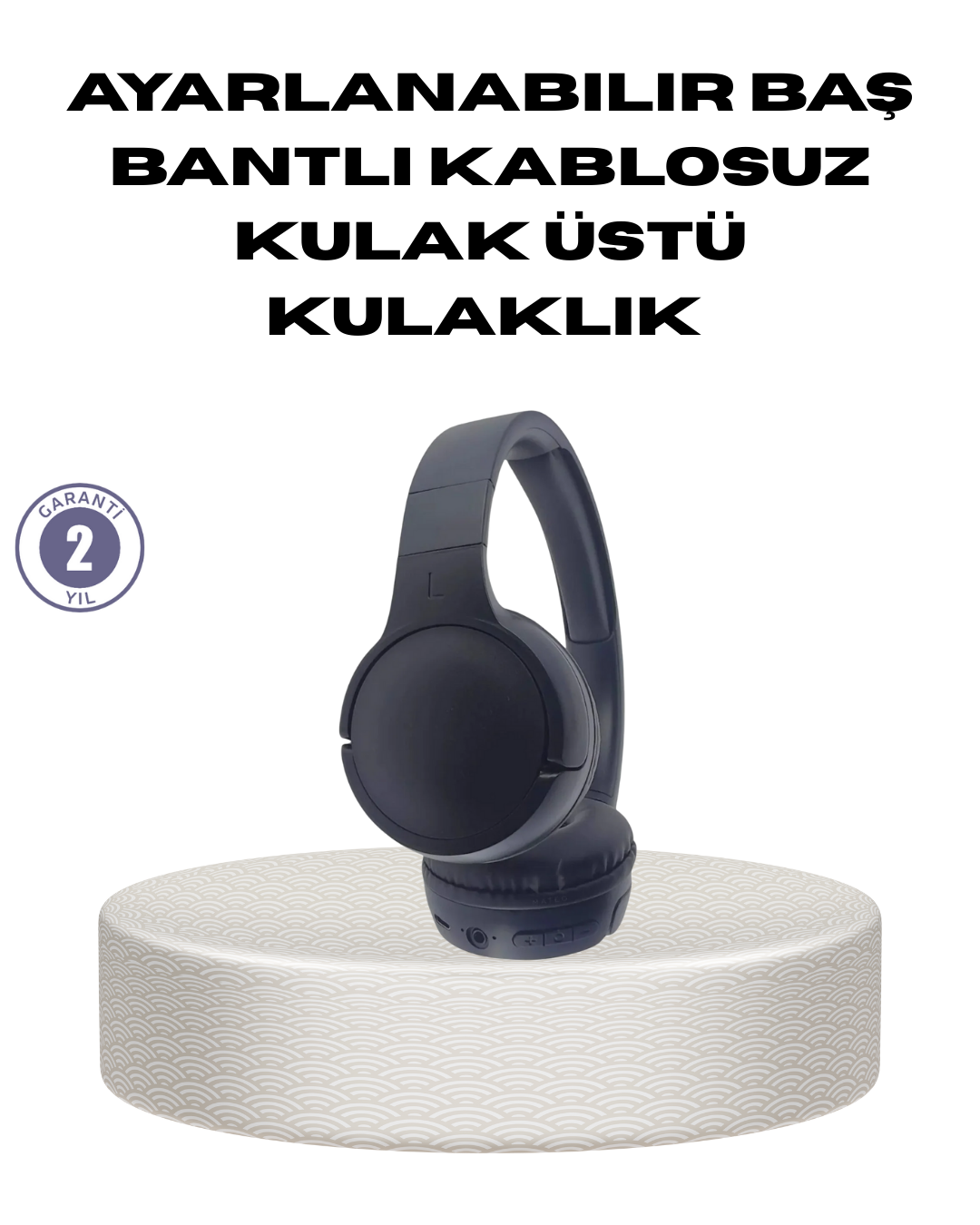 Bluetooth 5.0 Siyah Kablosuz Kulaklık 18 Saat Batarya Katlanabili
