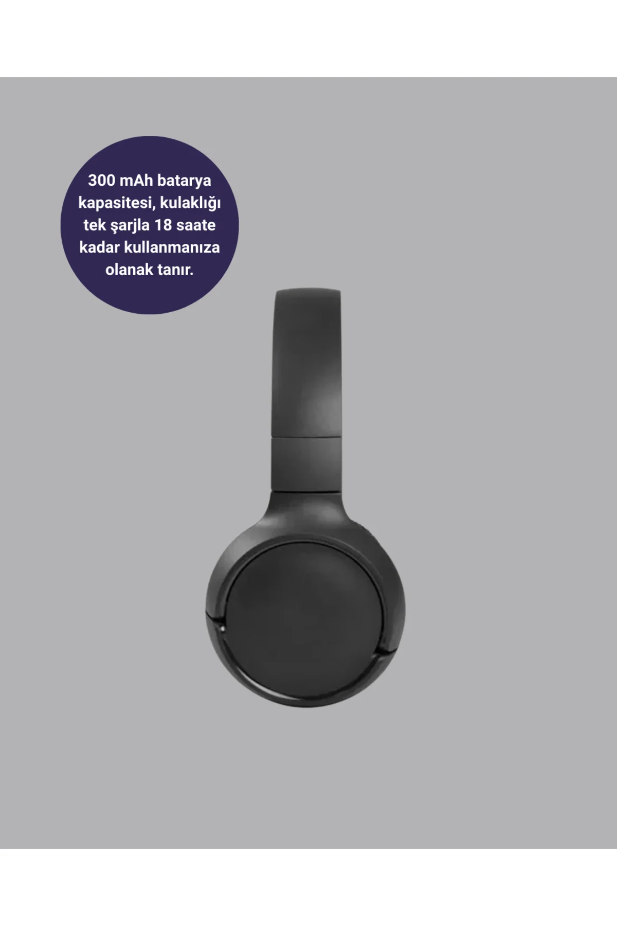 Bluetooth 5.0 Siyah Kablosuz Kulaklık 18 Saat Batarya Katlanabili