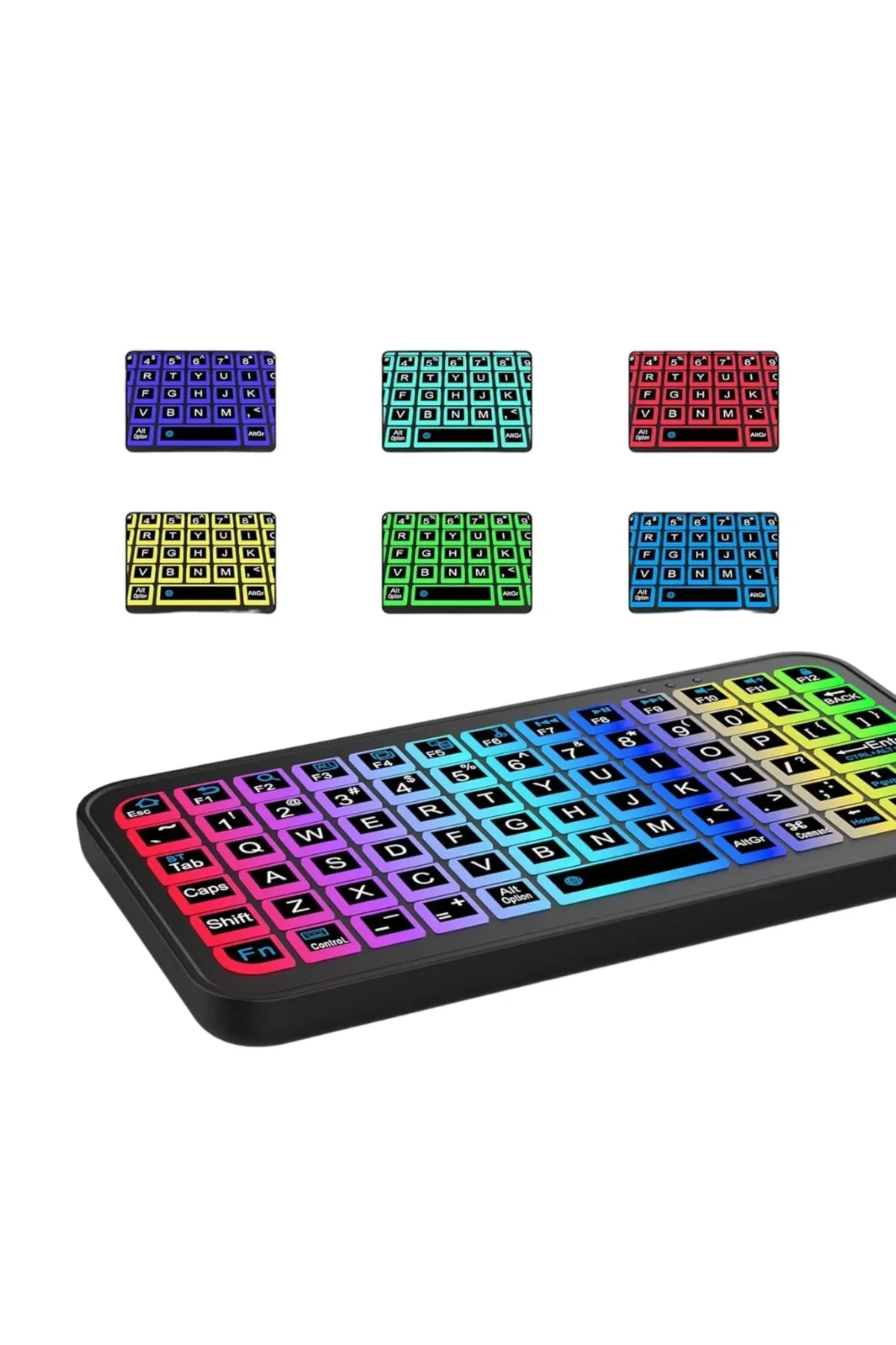 Bluetooth 5.2 Destekli Kablosuz Mini RGB Klavye Ultra İnce