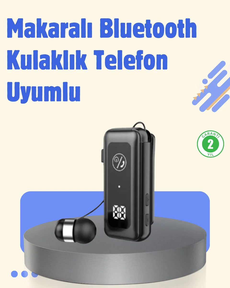 Bluetooth 5.2 Kablolu Makaralı Kulaklık - Dijital Ekran, MikroSD ve 20 Saat Çalma Süresi