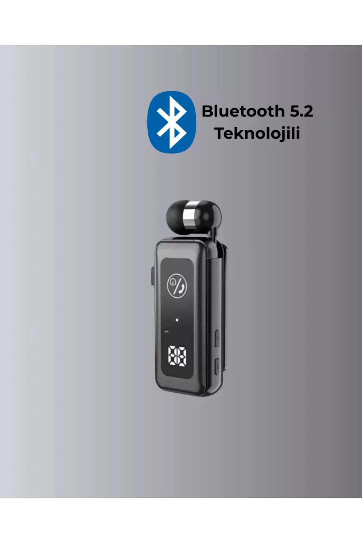 Bluetooth 5.2 Kablolu Makaralı Kulaklık | Dijital Ekran Ve Titreş
