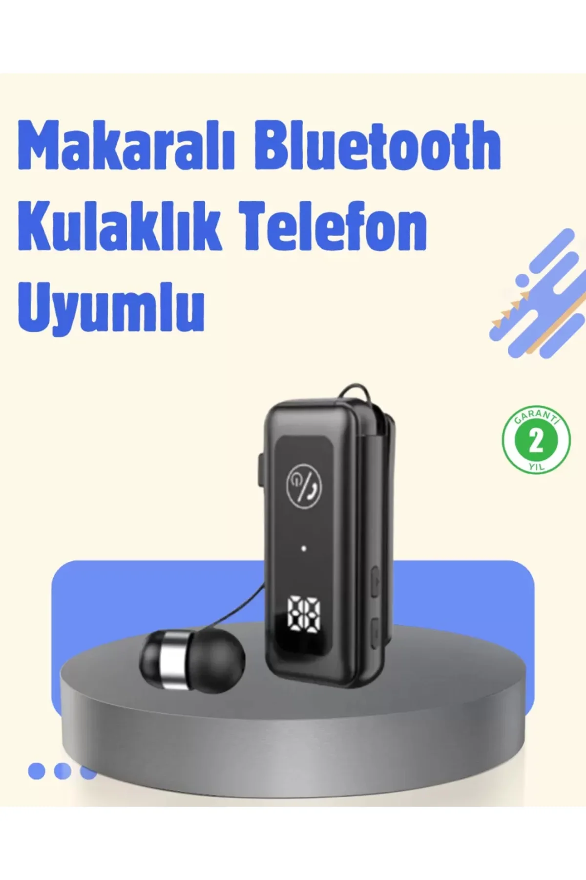 Bluetooth 5.2 Kablolu Makaralı Kulaklık | Dijital Ekran Ve Titreş