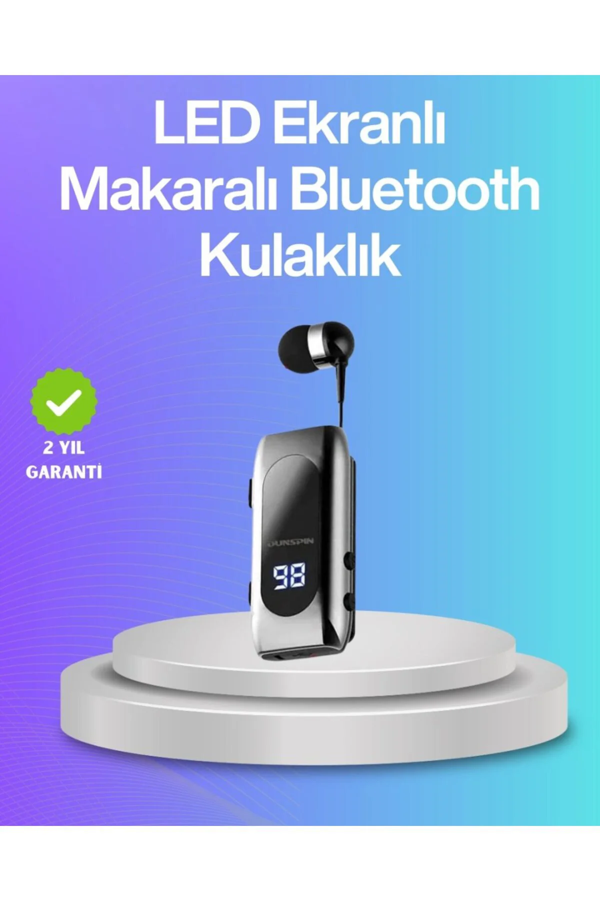Bluetooth 5.2 Klipsli Kablosuz Kulaklık – Dijital Ekran & Titreşimli Uyarı
