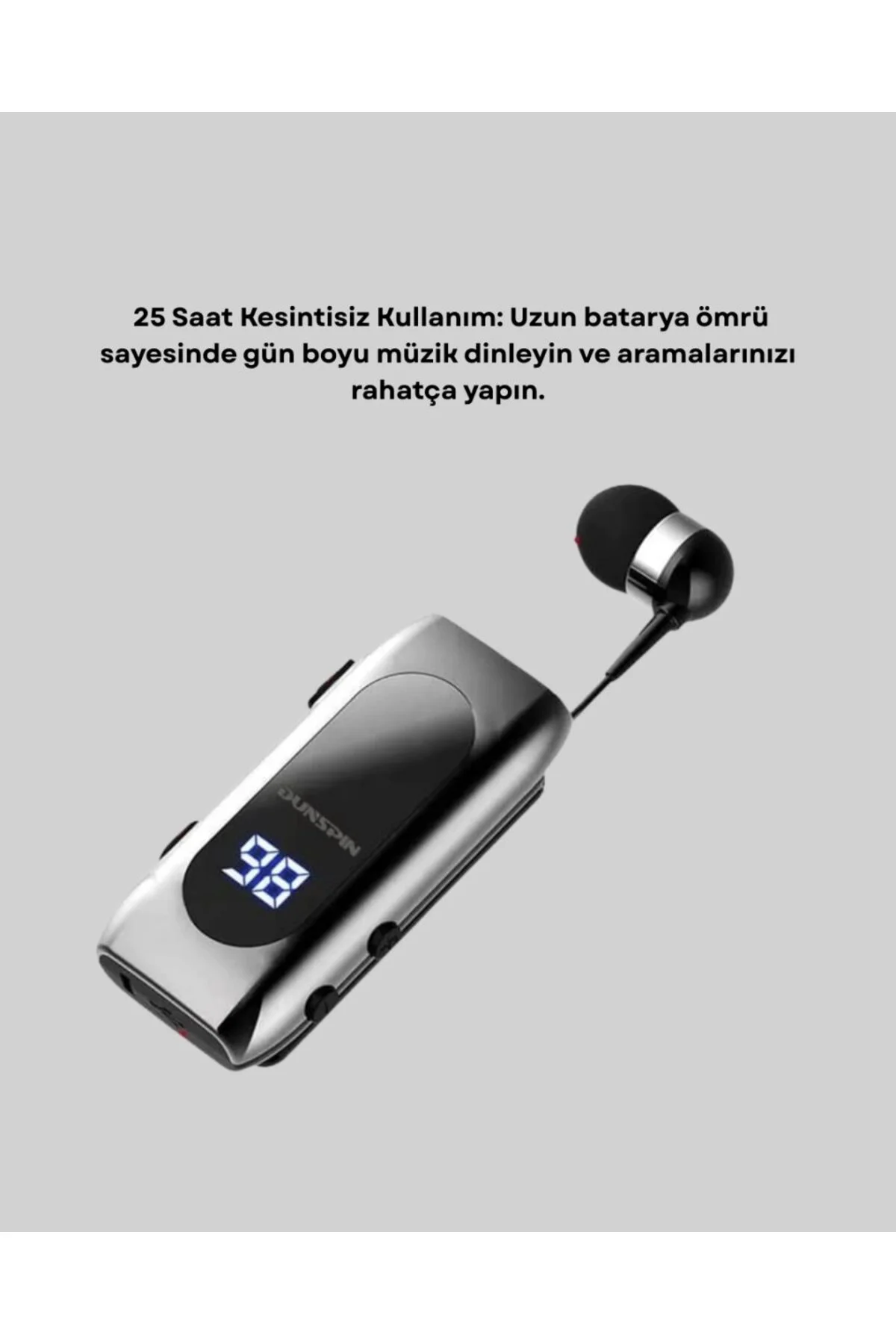 Bluetooth 5.2 Klipsli Kablosuz Kulaklık – Dijital Ekran & Titreşimli Uyarı
