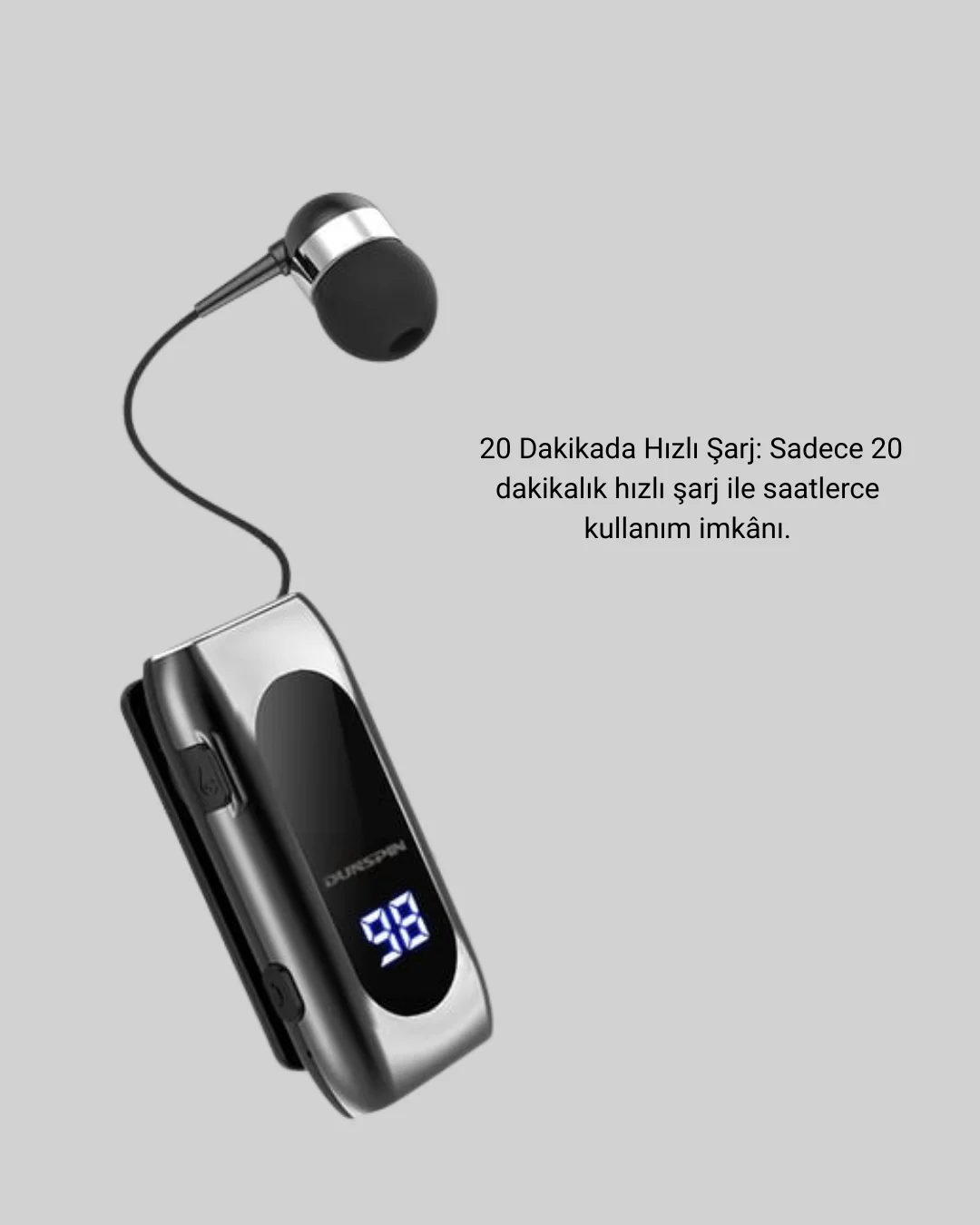 Bluetooth 5.2 Klipsli Kablosuz Kulaklık – Dijital Ekran & Titreşimli Uyarı Yeni Nesil