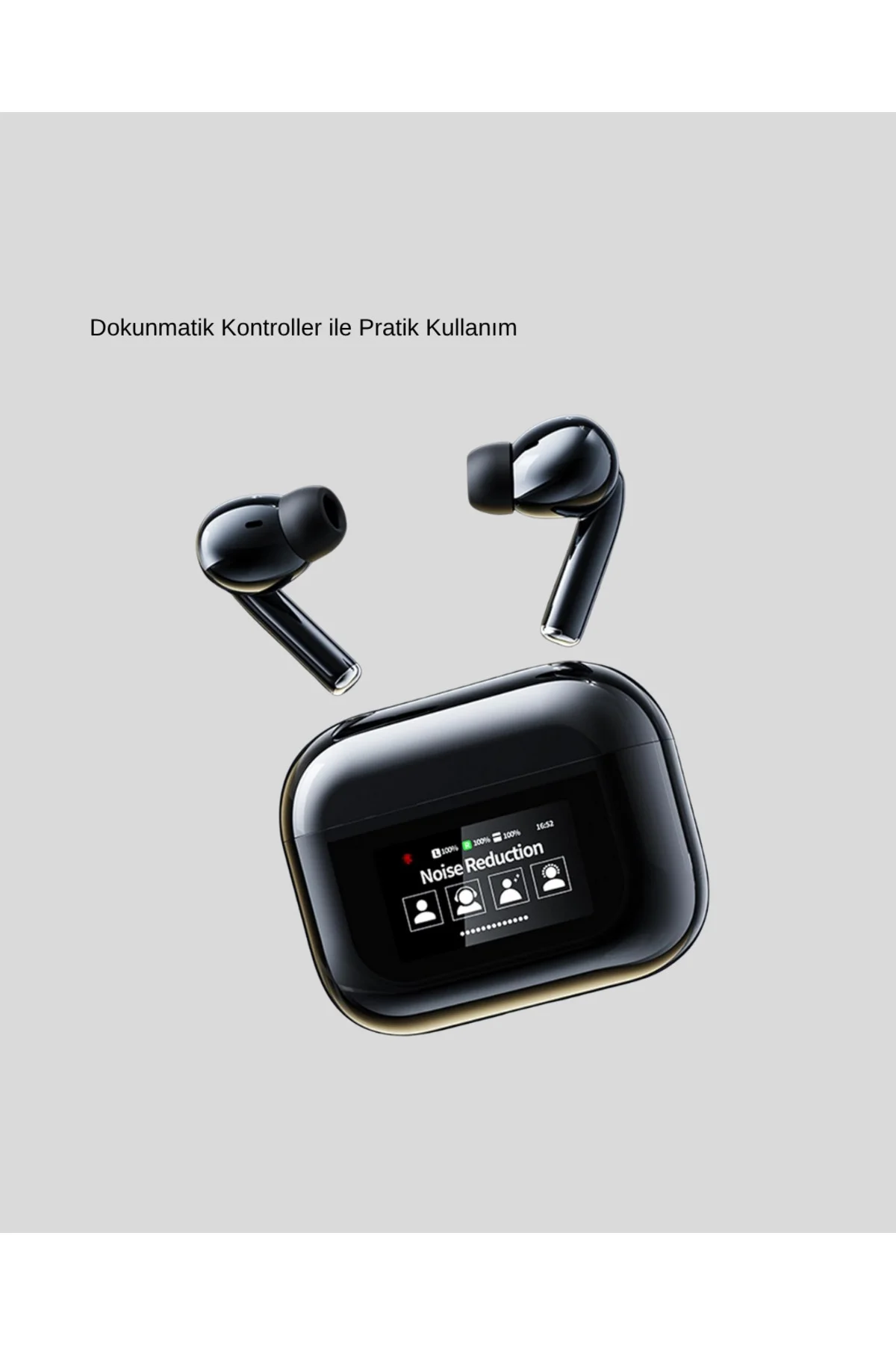 Bluetooth 5.3 ANC Kablosuz Kulaklık – Dokunmatik Kontrol, Dijital Ekran ve Uzun Pil Ömrü