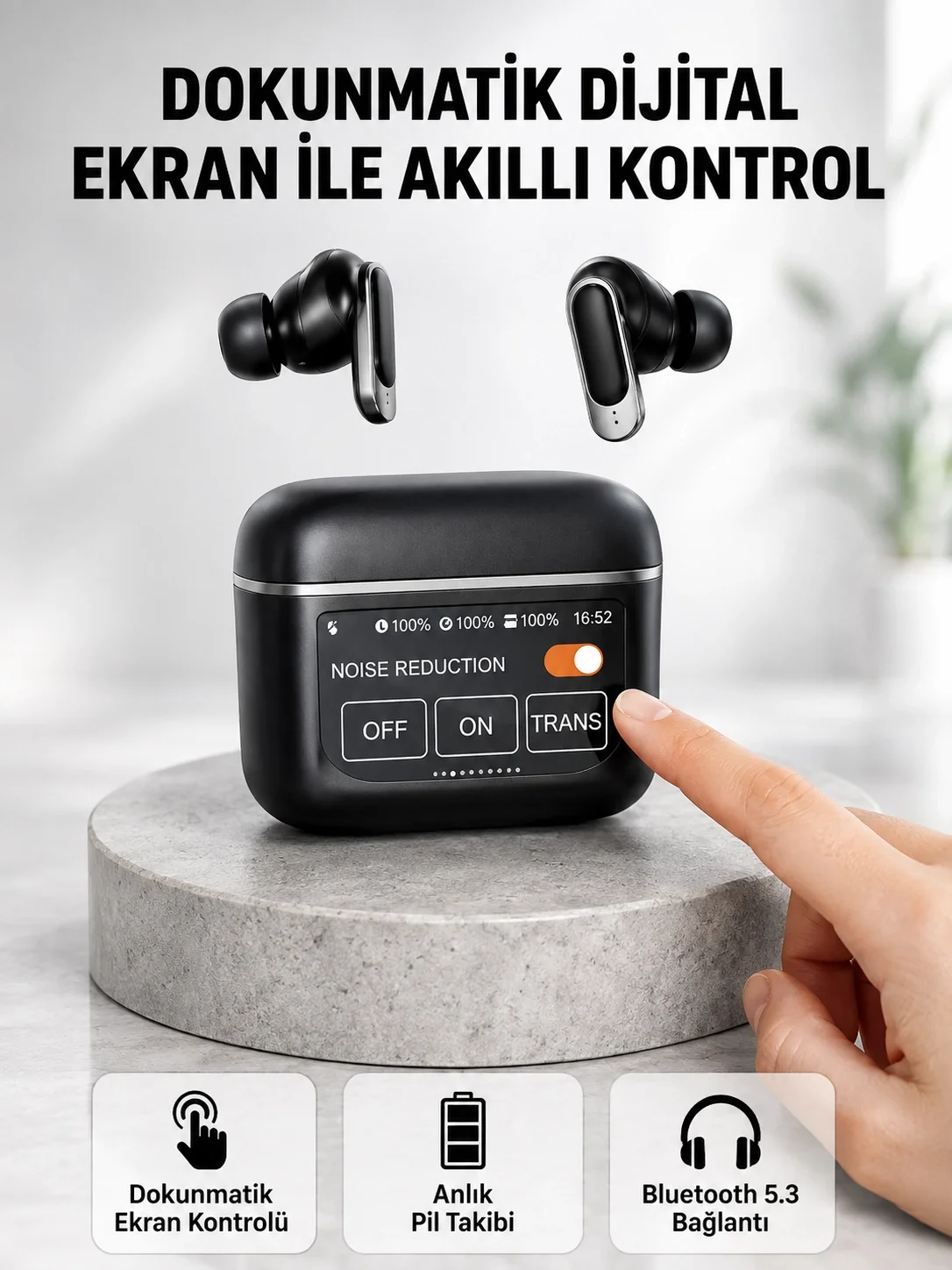 Bluetooth 5.3 ANC Kablosuz Kulaklık – Dokunmatik Kontrol, Dijital Ekran ve Uzun Pil Ömrü Fiyatı, Yorumları ve Özellikleri