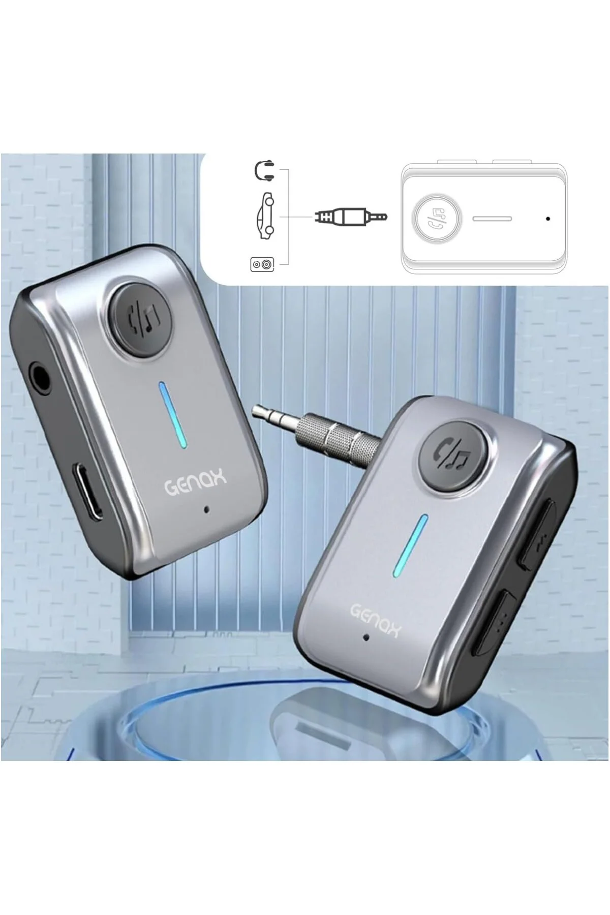 Bluetooth 5.3 Araç Kiti Kablosuz Stereo Ses Adaptörü, 027GNXY169