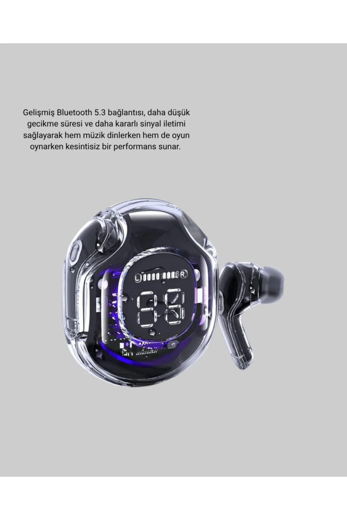 Bluetooth 5.3 Kablosuz Kulaklık 30mm Sürücü LED Ekranlı Mikrofonl