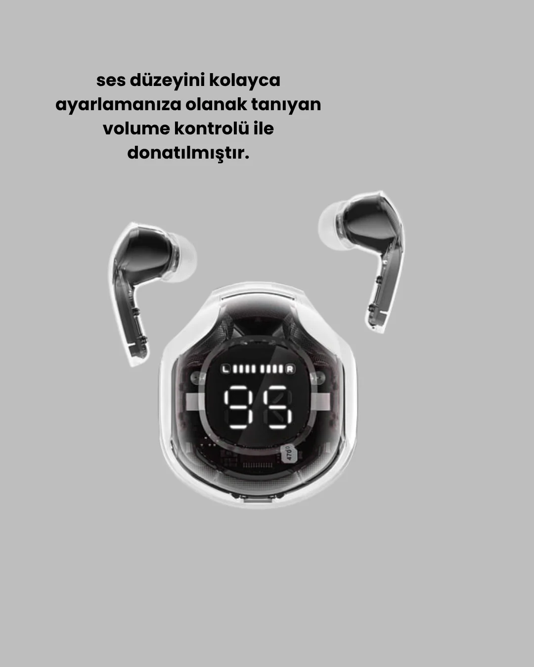 Bluetooth 5.3 Kablosuz Kulaklık 30mm Sürücü LED Ekranlı Mikrofonlu