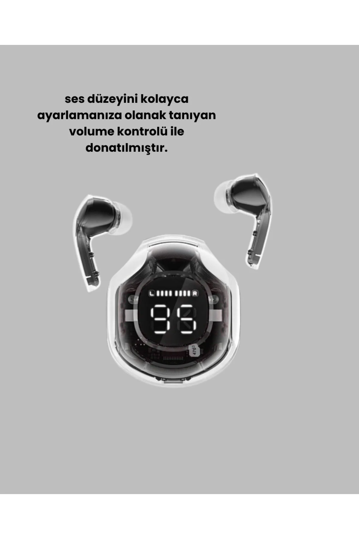 Bluetooth 5.3 Kablosuz Kulaklık 30Mm Sürücü Led Ekranlı Mikrofonl