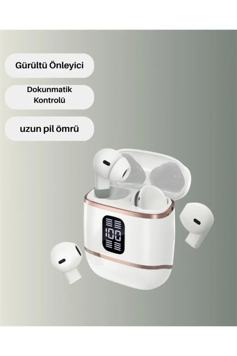 Bluetooth 5.3 Kulaklık – 4 Adet, Çift Kulaklıklı, Dijital Gösterg