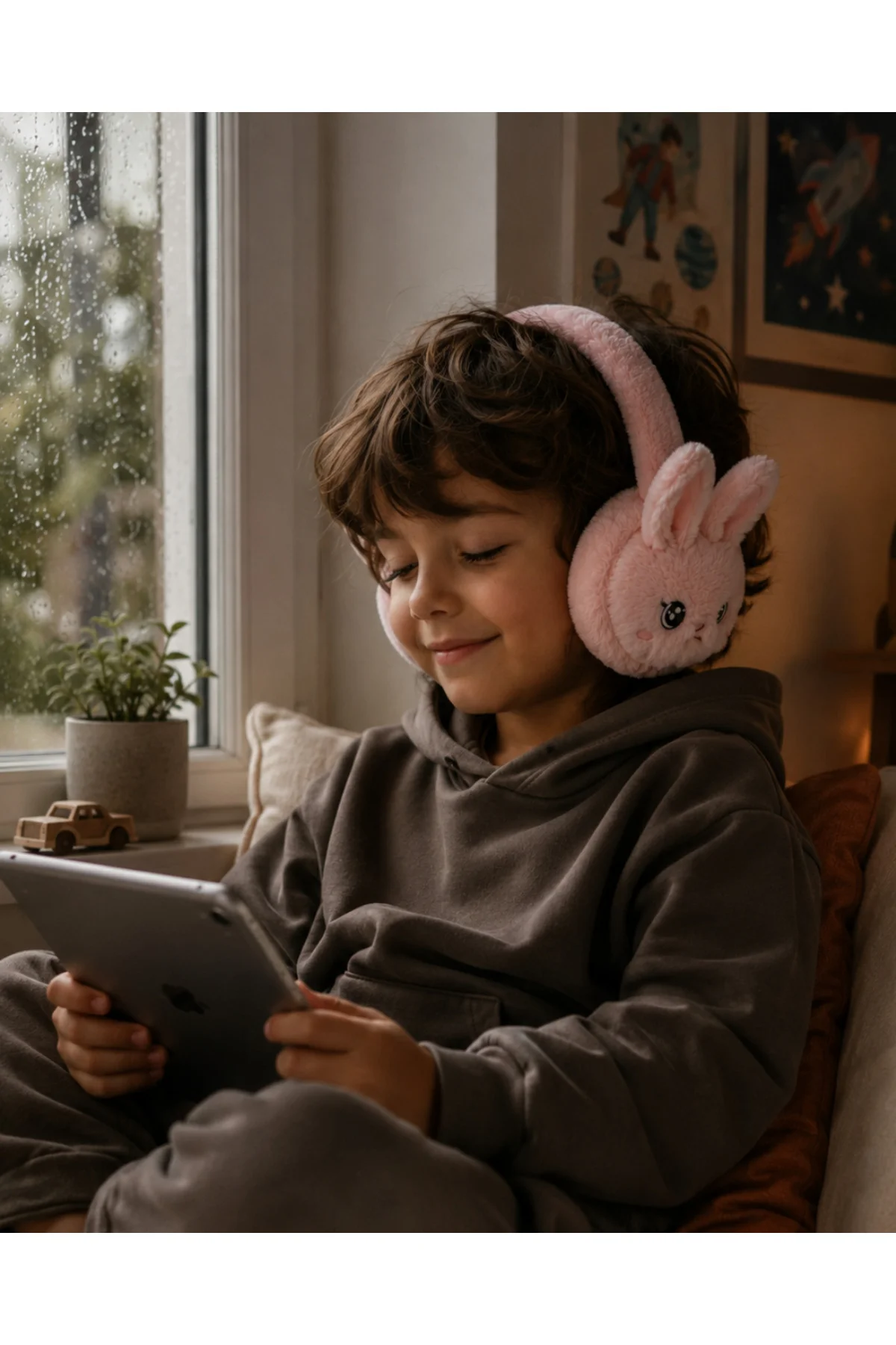 Bluetooth 5.3 Peluş Kulaklık Kablosuz Mikrofonlu TF Kart Girişli 