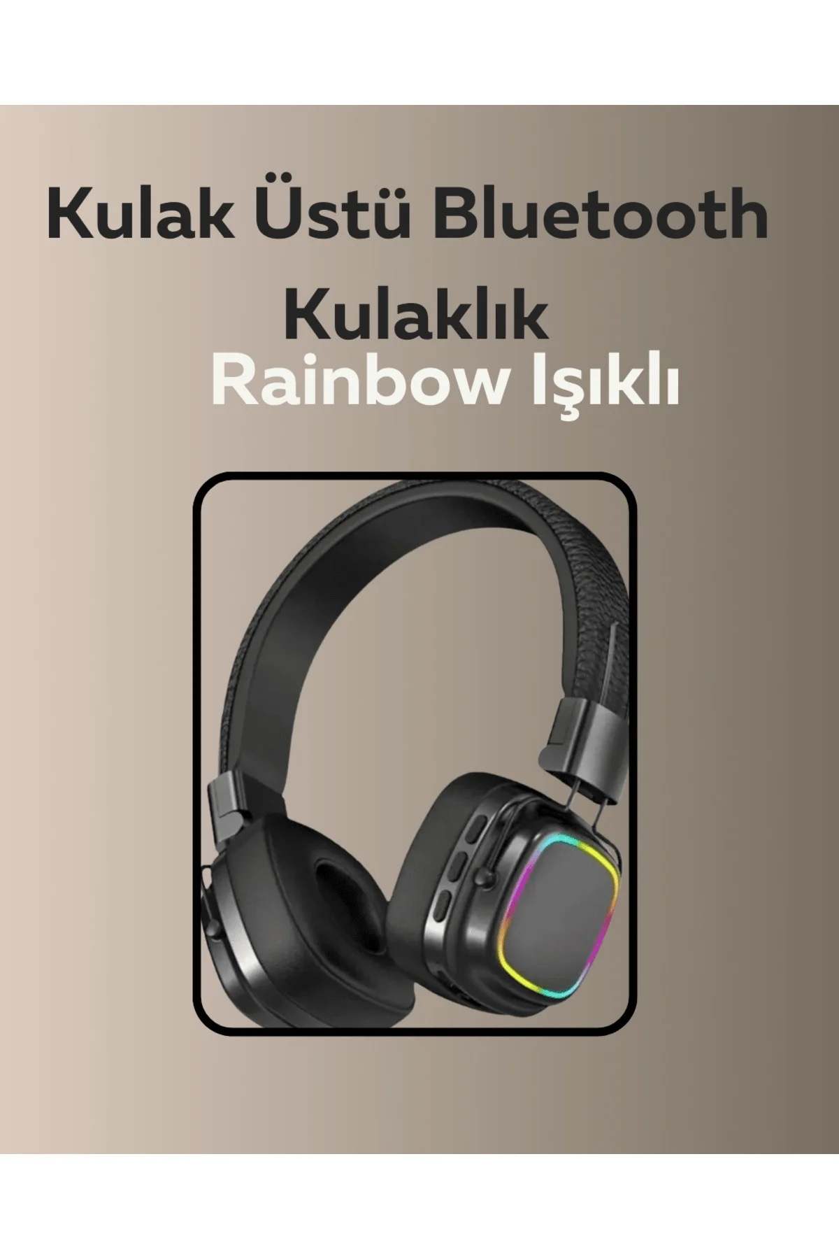 Bluetooth 5.3 Rainbow Işıklı Kulak Üstü Kablosuz Kulaklık - ayr51