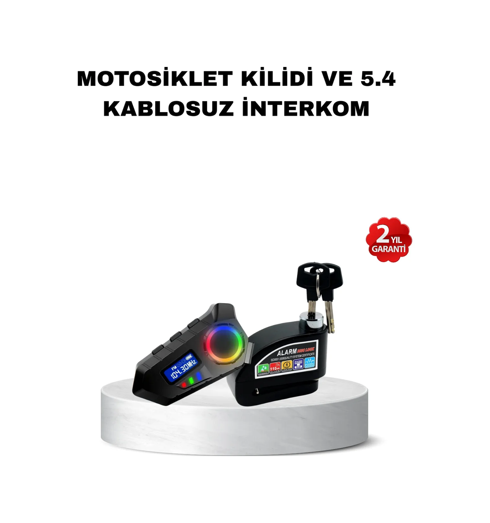 Bluetooth 5.4 İntercom Ve Alarmlı Disk Kilidi Seti Güçlü Ses Ve Güvenlik - Lisinya