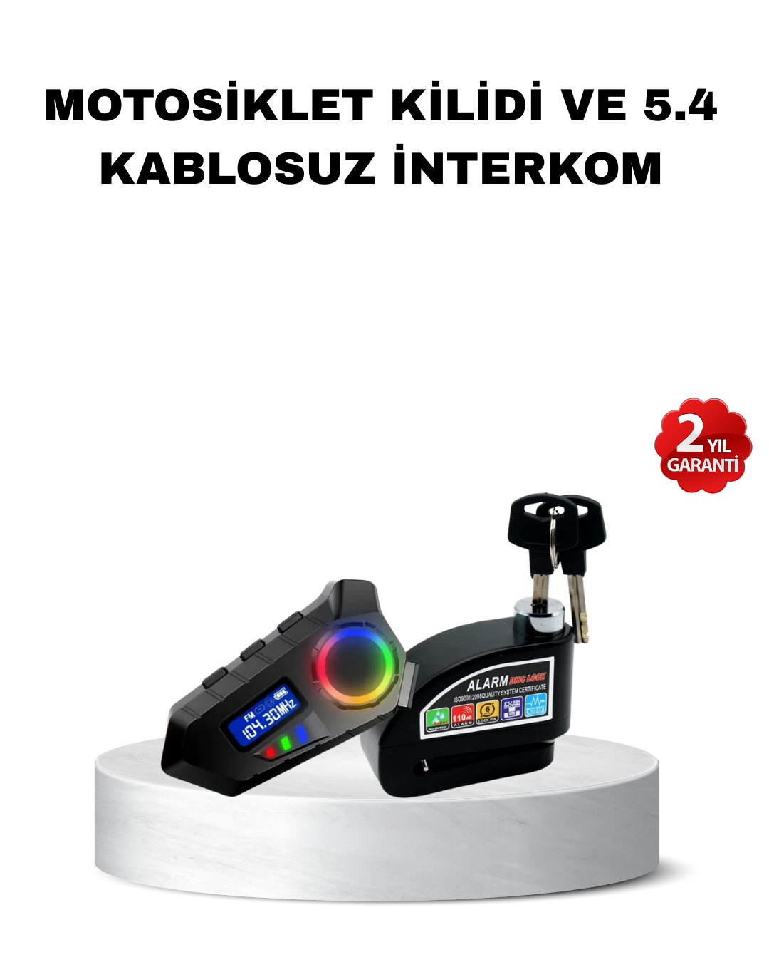 Bluetooth 5.4 İntercom ve Alarmlı Disk Kilidi Seti Güçlü Ses ve G