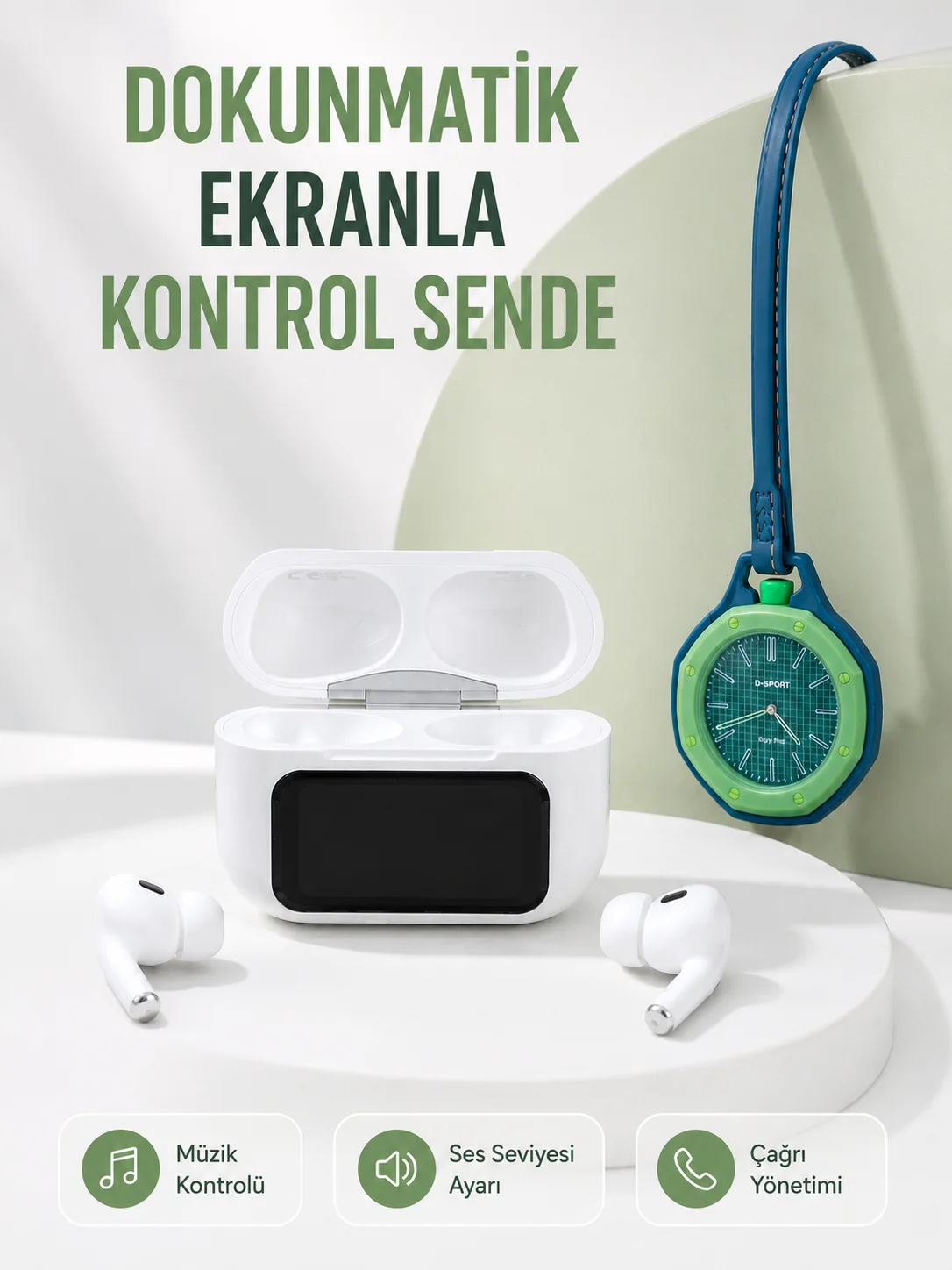 Bluetooth 5.4 Kablosuz Kulaklık Yeşil Askılı Analog Charm Saat İkili Set Fiyatı, Yorumları ve Özellikleri