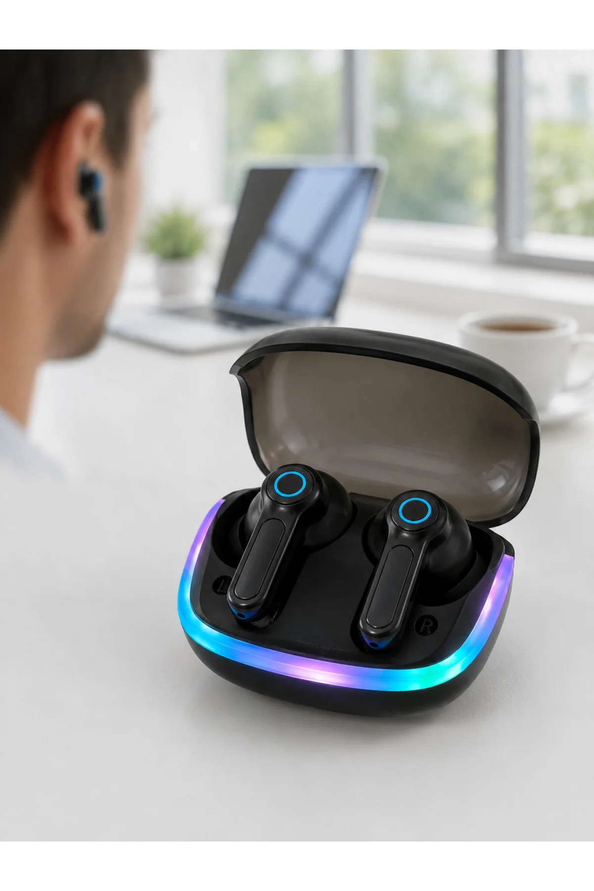 Bluetooth 5.4 TWS Kablosuz Kulaklık Quad ENC Mikrofonlu RGB Şarj Kutulu HD Ses - Görsel 6