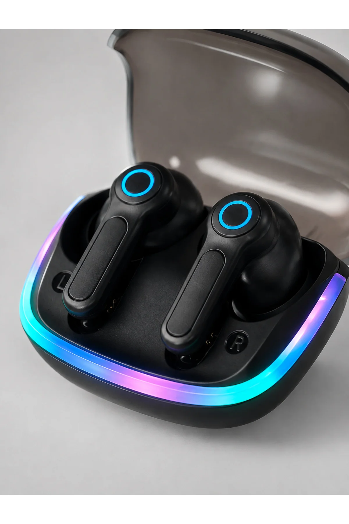 Bluetooth 5.4 TWS Kablosuz Kulaklık Quad ENC Mikrofonlu RGB Şarj Kutulu HD Ses - Görsel 5
