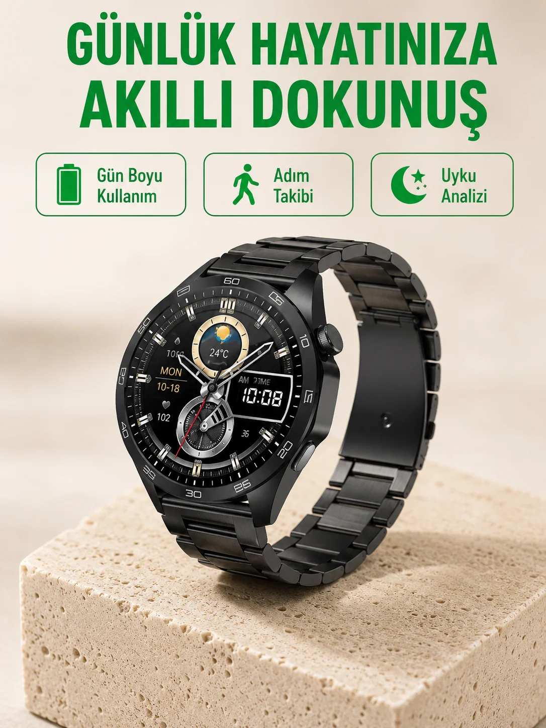Bluetooth Akıllı Saat – Nabız, Adım Sayar, Uyku Takibi ve Spor Modlarıyla Akıllı Yaşam Asistanı