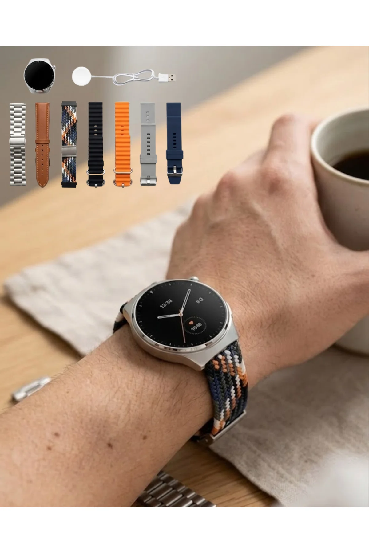 Bluetooth Akıllı Saat 7 Kordonlu Arama Özellikli Uyku ve Aktivite Takipli