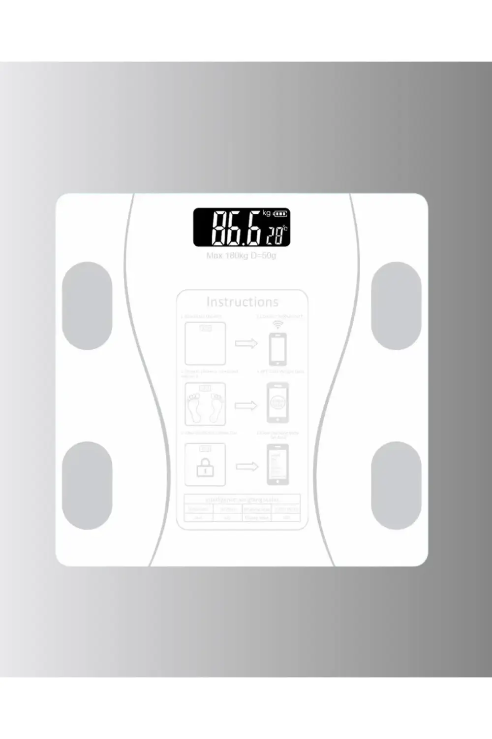 Bluetooth Akıllı Tartı – 8 Fonksiyonlu Dijital Baskül, 180 kg Kap