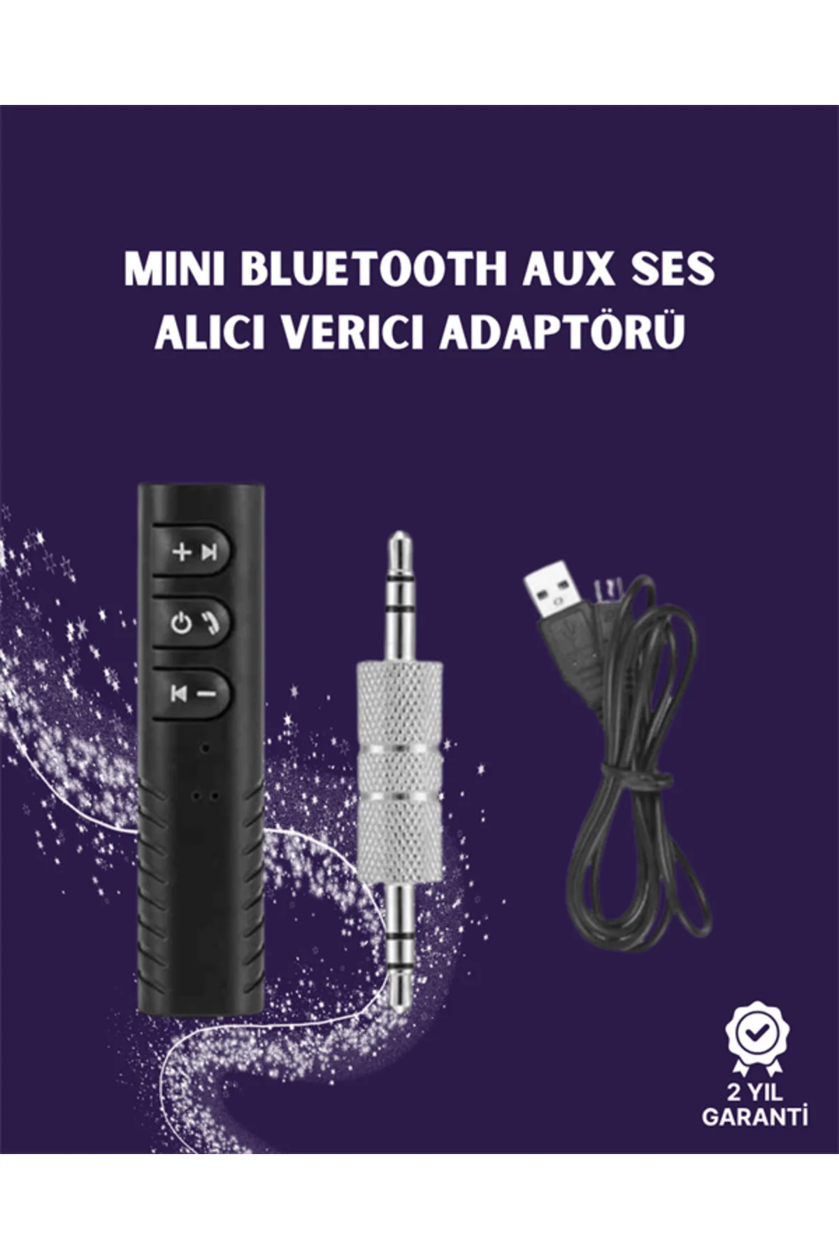 Bluetooth AUX Adaptör | 3.5mm Ses Girişi İçin Kablosuz Dönüştürüc