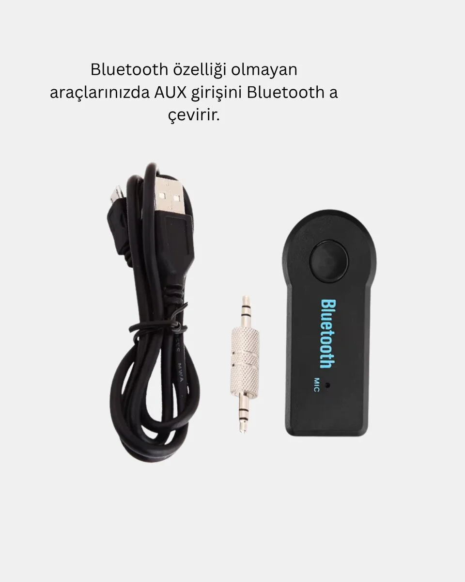 Bluetooth AUX Araç Kiti - Eller Serbest Müzik Çalar ve Mikrofonlu