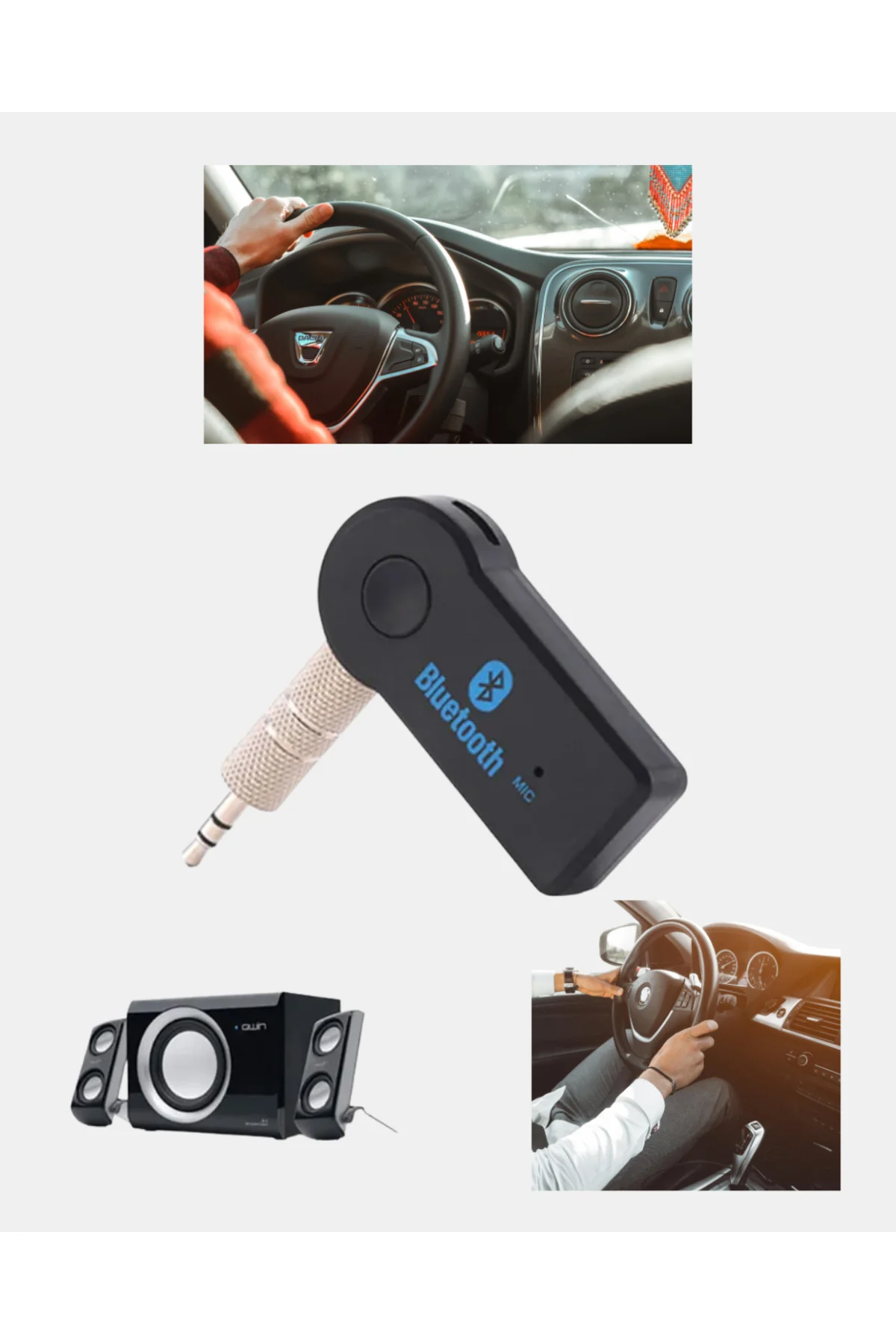 Bluetooth AUX Araç Kiti Eller Serbest Müzik Çalar Dahili Mikrofon