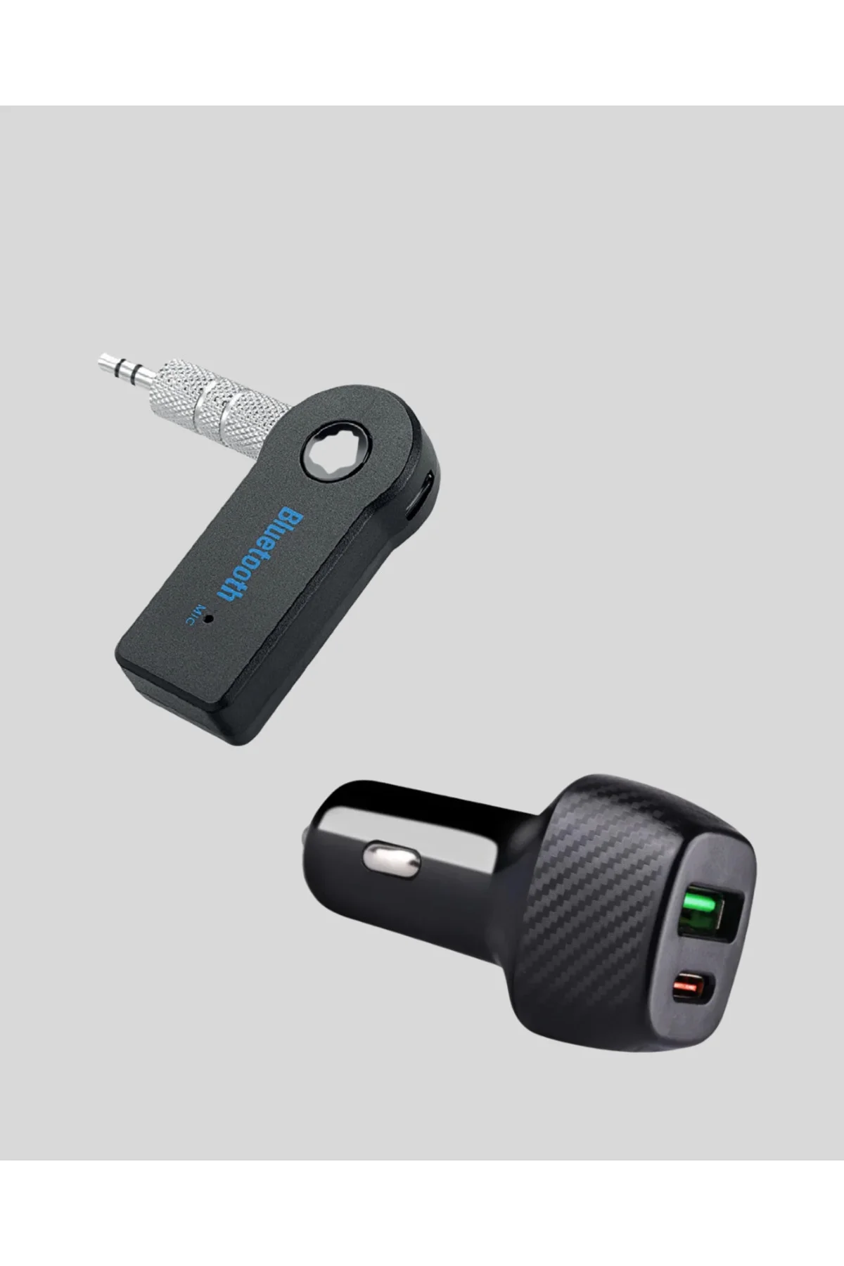 Bluetooth AUX Çevirici ve PD Destekli Araç Şarj Cihazı 2’li Set - Bluetooth AUX Çevirici ve PD Destekli Araç Şarj Cihazı 2’li Set -