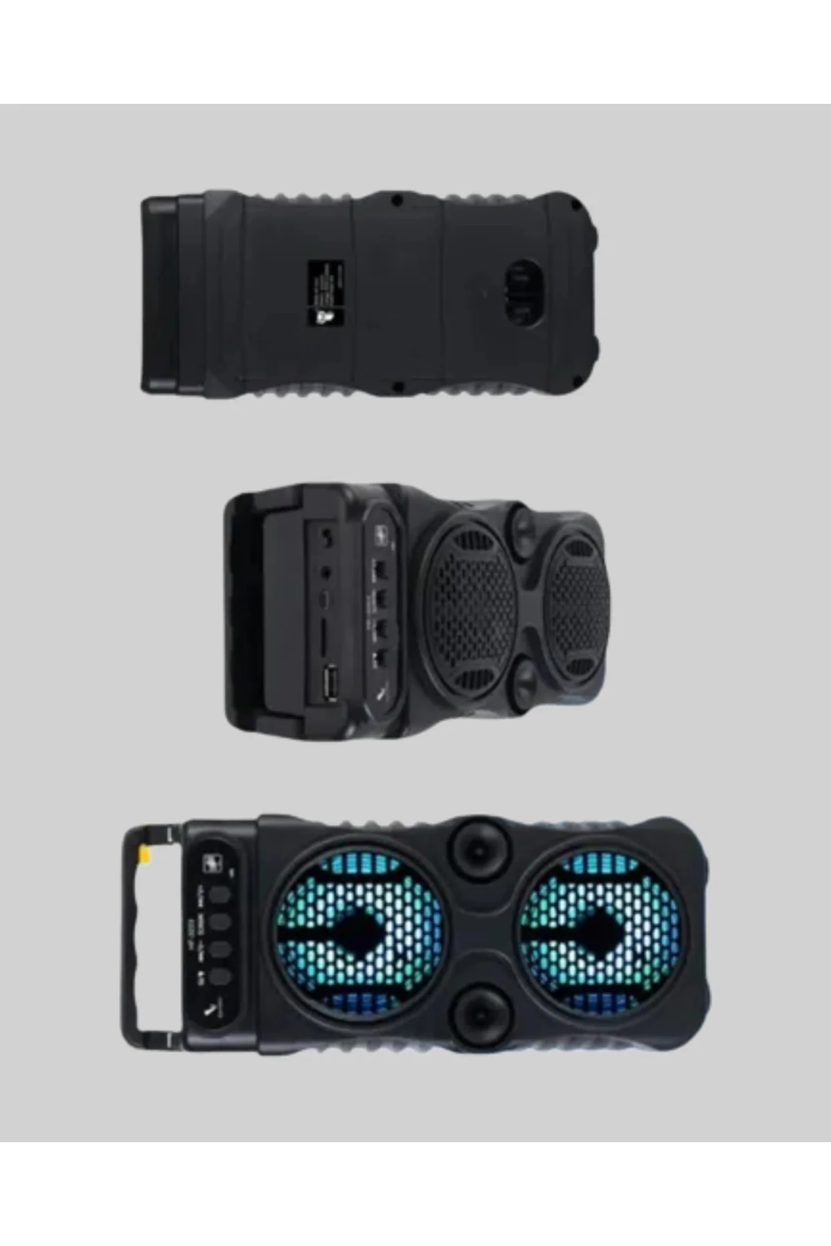 Bluetooth Bağlantılı Led Işıklı Taşınabilir Hoparlör – 1200 Mah Şarjlı Fm Radyolu