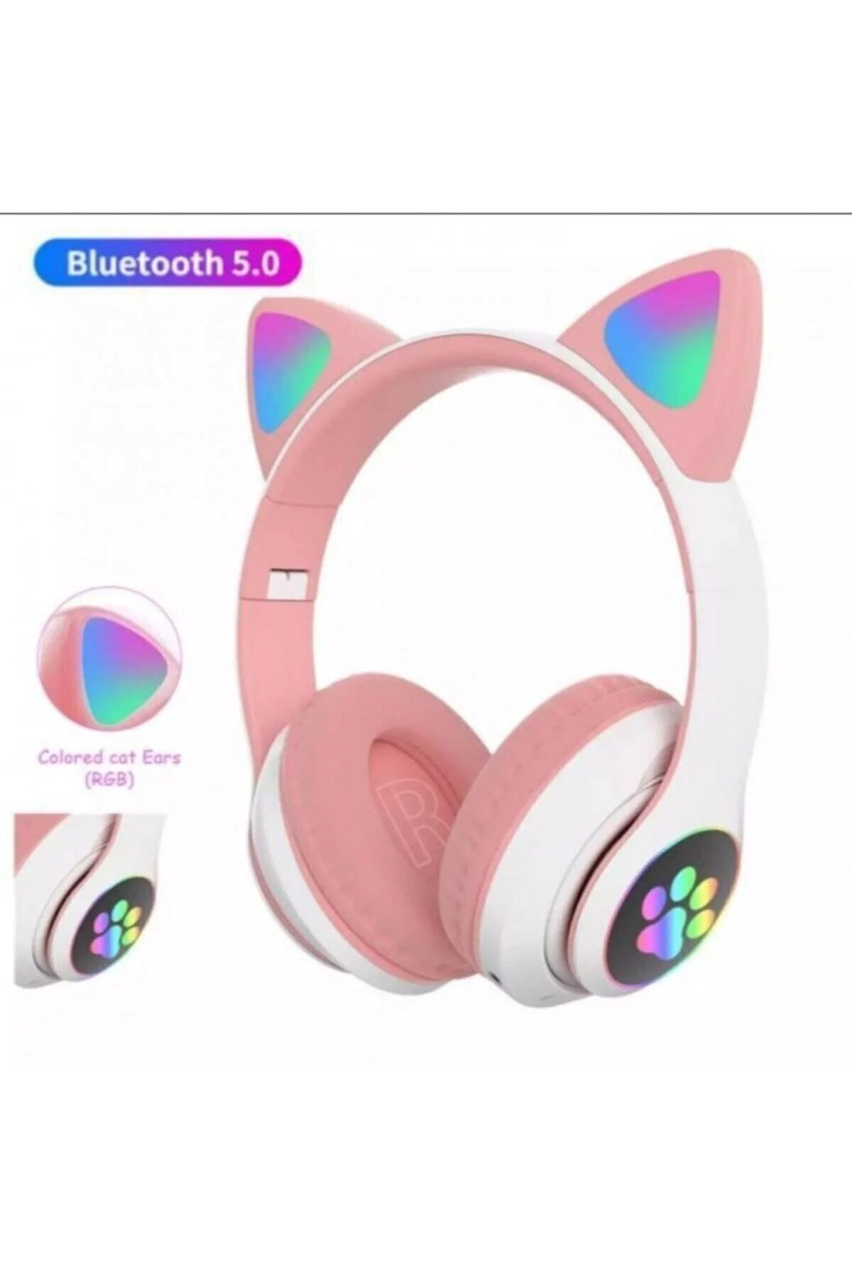 Bluetooth bağlantılı pembe kulak üstü kulaklık mikrofonlu 5.1 surround ANC 2 yıl garantili