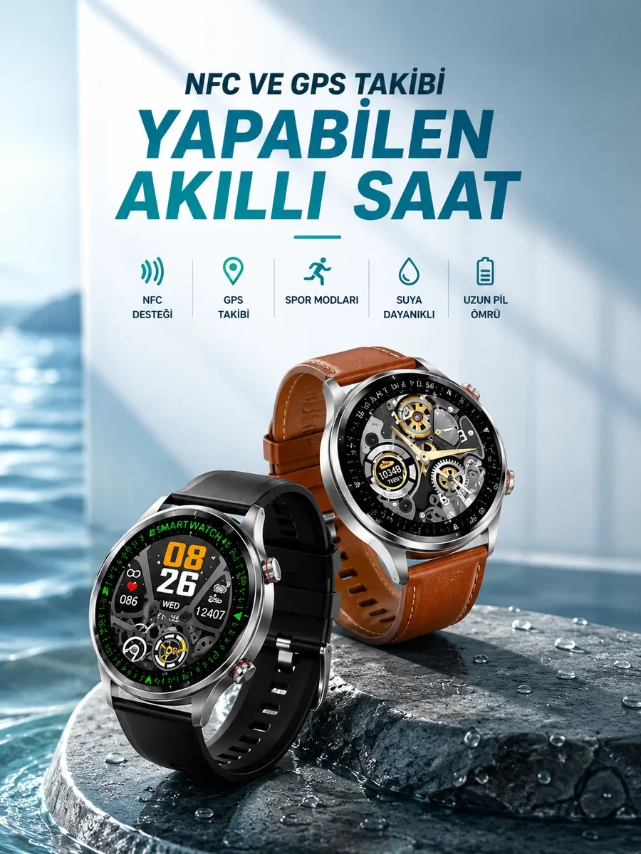 Bluetooth Bağlantılı Akıllı Saat Tüm Telefonlara Uyumlu Değiştiri